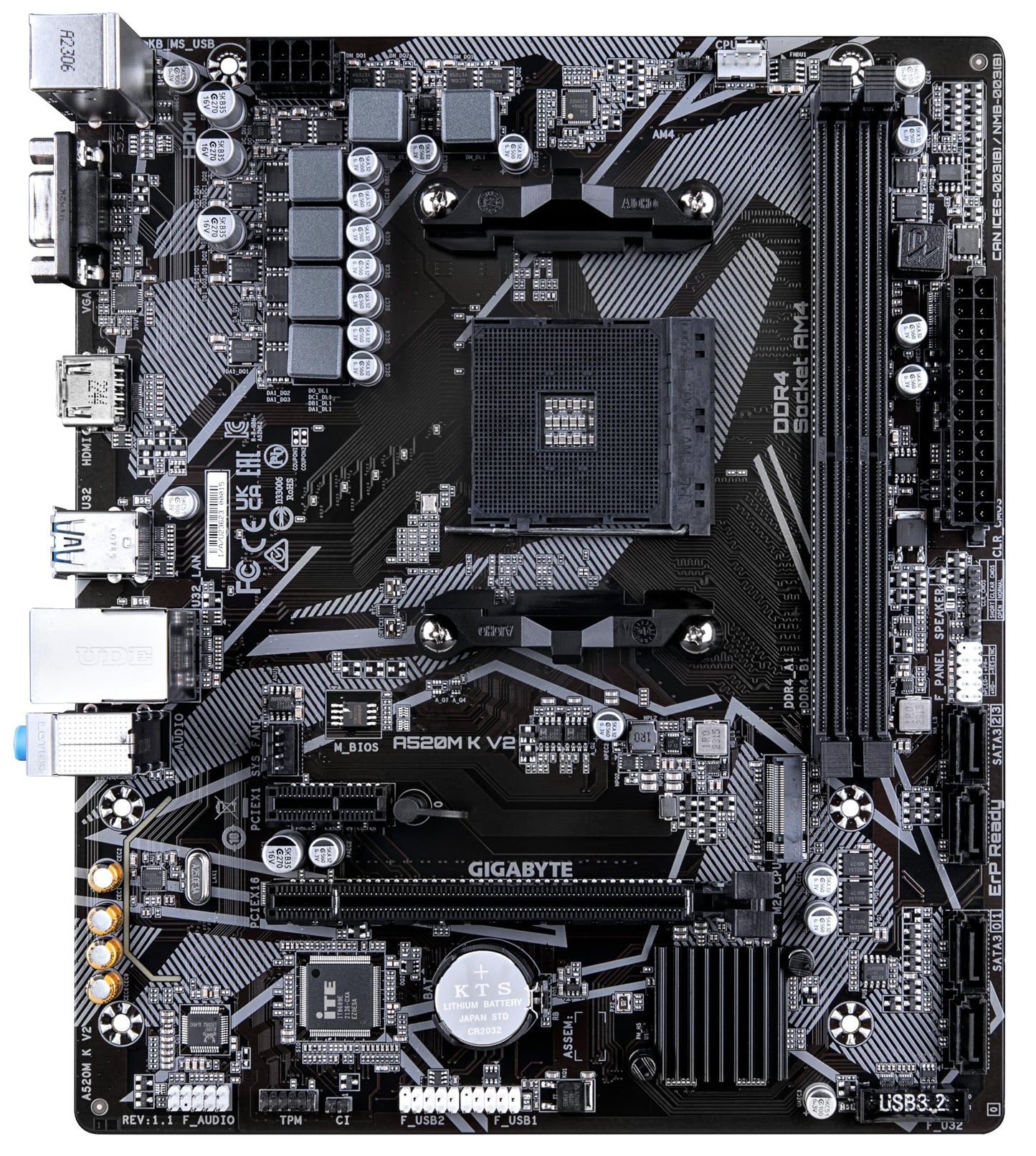 GIGABYTE A520M K V2 (REV. 1.0) CHIPSET AMD A520 AM4, MATX, DDR4 - A520M K V2 1.0 MAE Card
