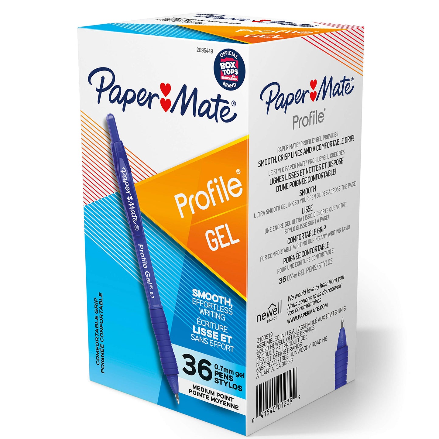 Paper Mate Gel Pen, Profile Retractable Pen, Medium Point (0.7 mm), Blue, 36 Count