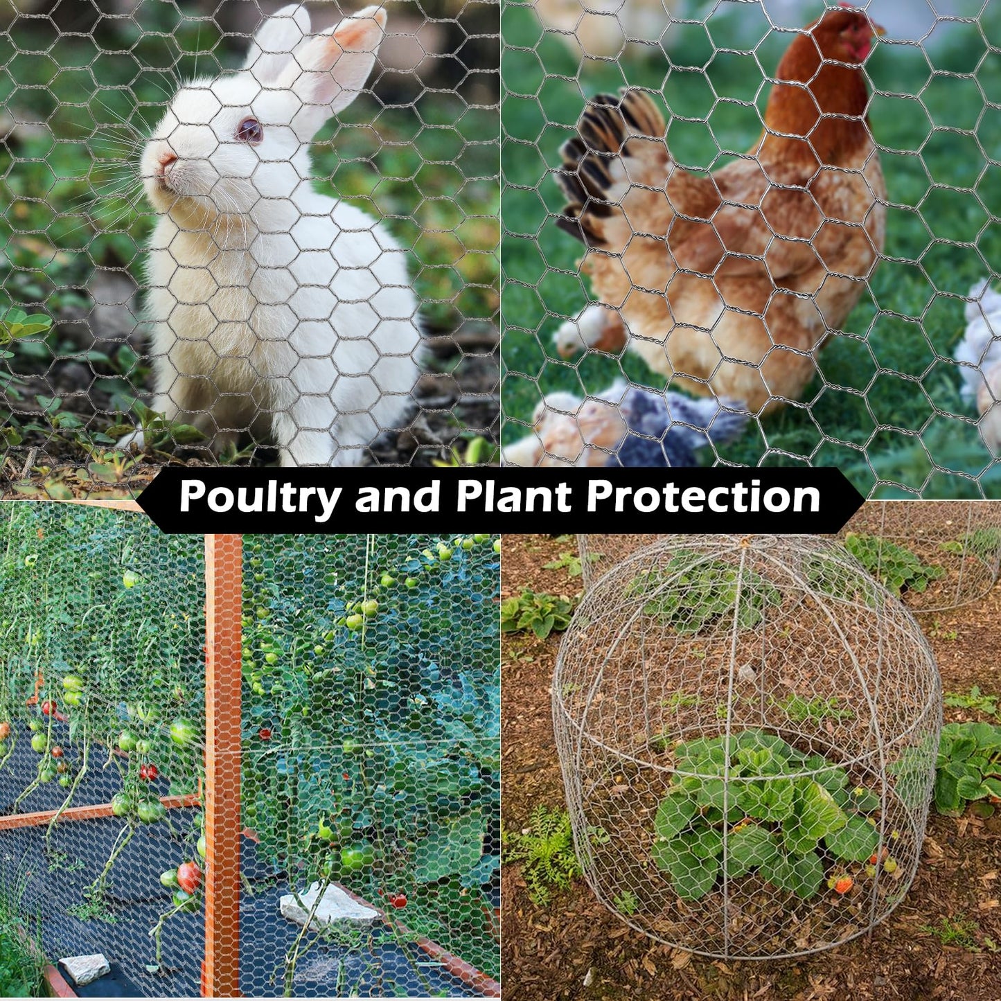 Chicken Wire Fencing Mesh 16.9 Inch x 32.8 Ft, 0.6 Inch Hexagonal Galvanized Floral Chicken Wire Fence for Crafts Garden Poultry, Metal Hardware Cloth Netting for Chicken Coops Rabbit Rodent Cage