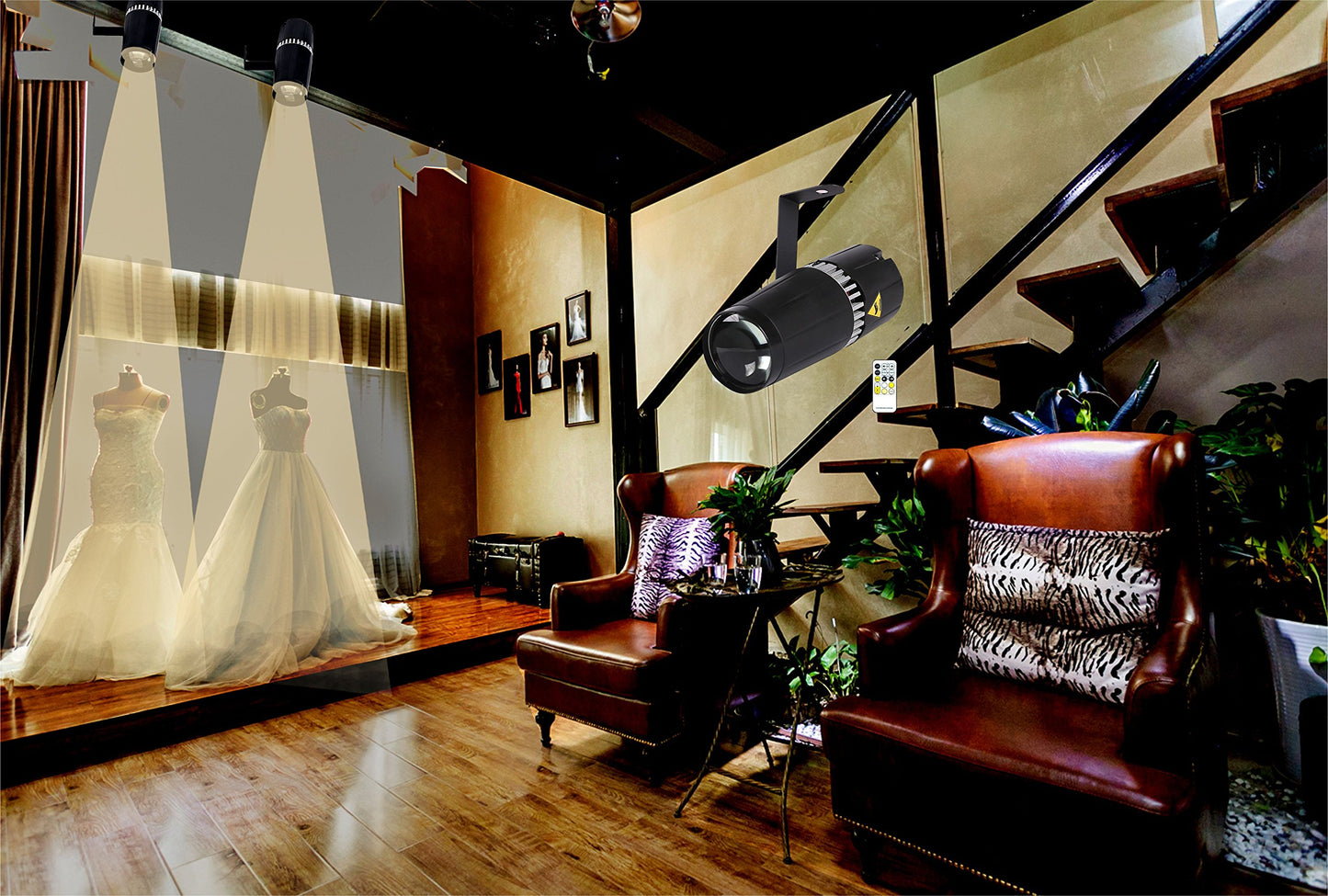 SENLAN 15W Double White/Cool White & Warm White LED Pinspot Light by Manual Focus with IR Controller, Spotlight for Disco, KTV, Party, Wedding