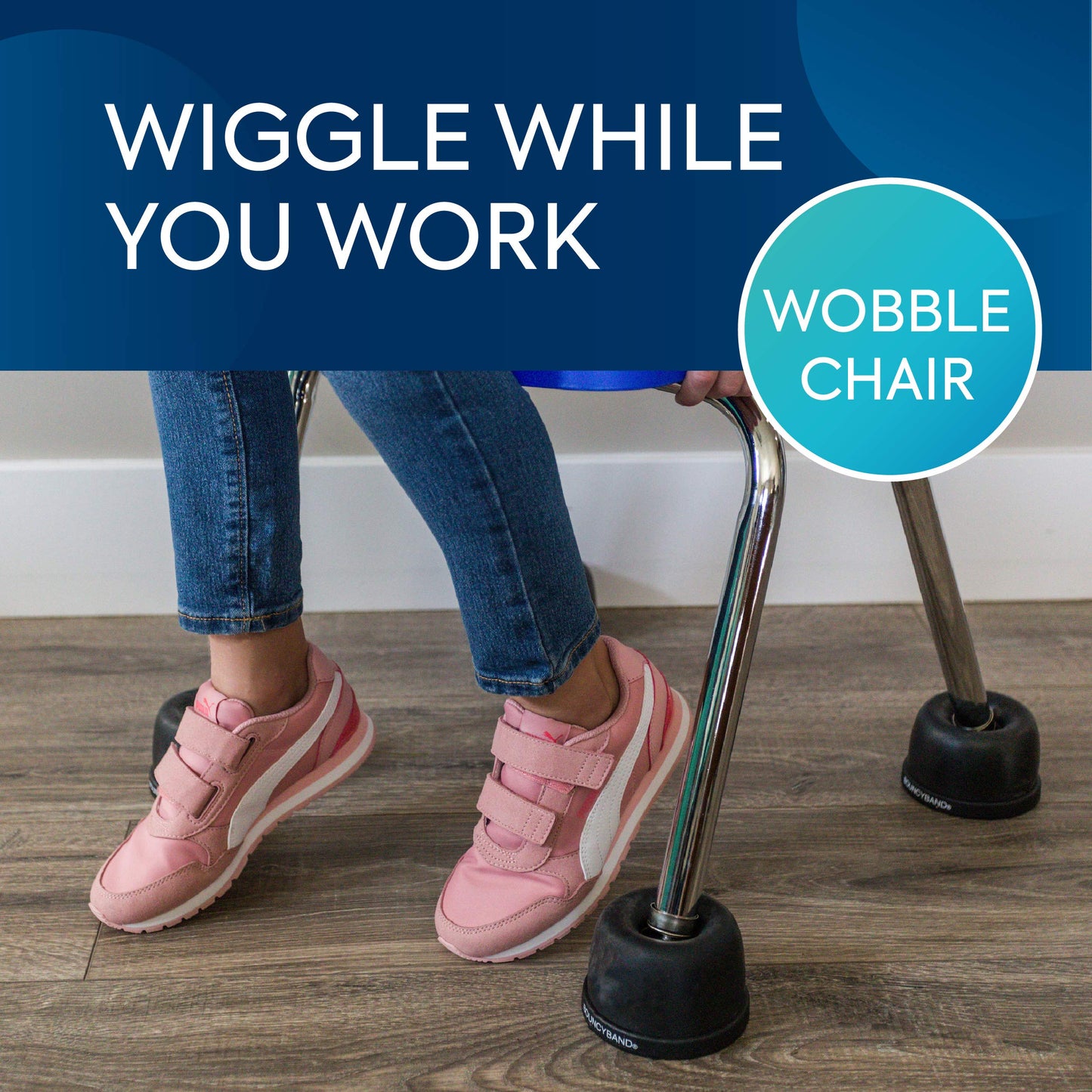 Bouncyband Wiggle Wobble Chair Feet – Transform a Standard School Chair into a Wobble Chair – Chair Feet for Classroom Help Improve Concentration and Calm Children Aged 3+