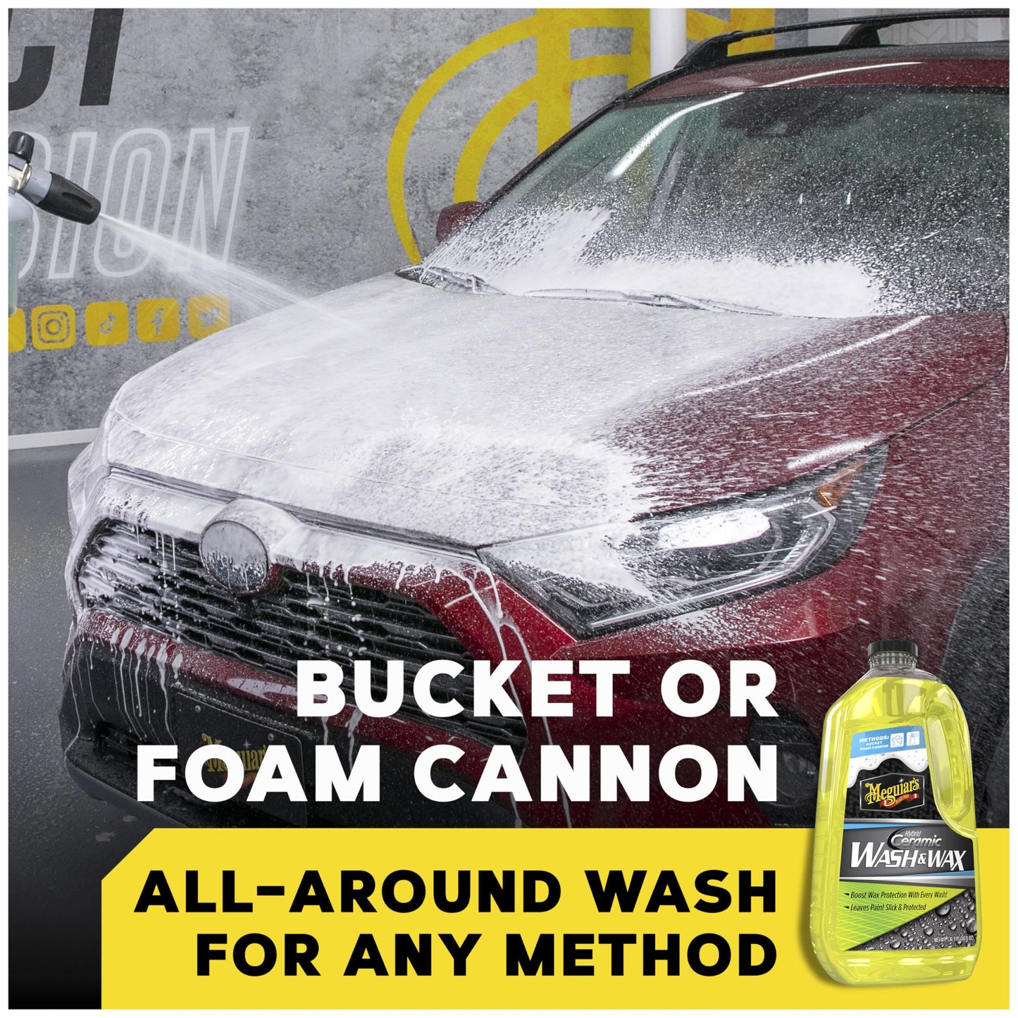 Meguiar's Hybrid Ceramic Wash & Wax - Sophisticated Car Wash Gently Cleans and Adds Shine and Slickness While Boosting Paint with Hybrid Ceramic Wax and Extreme Water Beading - 48oz
