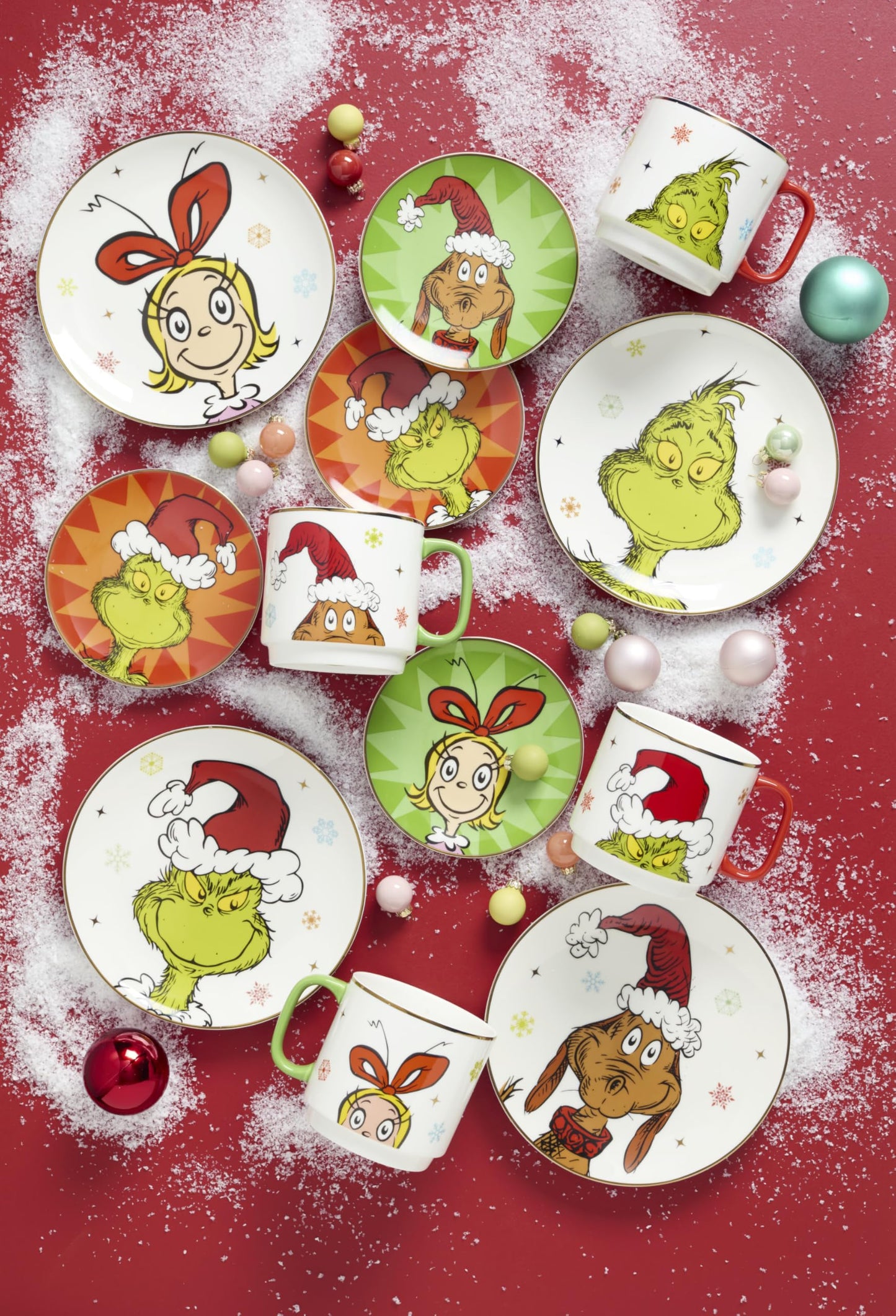 Lenox 898093 Merry Grinchmas Tidbit Plates, Service for 4, Assorted, Christmas Dishes, Dinnerware Set, Holiday