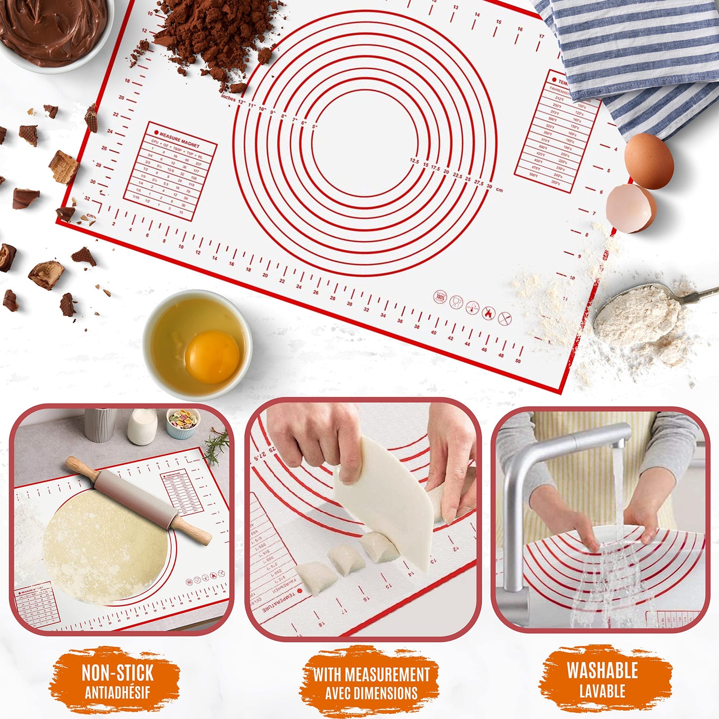 Pizza Peel 12 inch Aluminum with Foldable Wooden Handle | Pizza Rocker Cutter, Pizza Baking Mat | Pizza Peel with Accessories, Tools for Baking