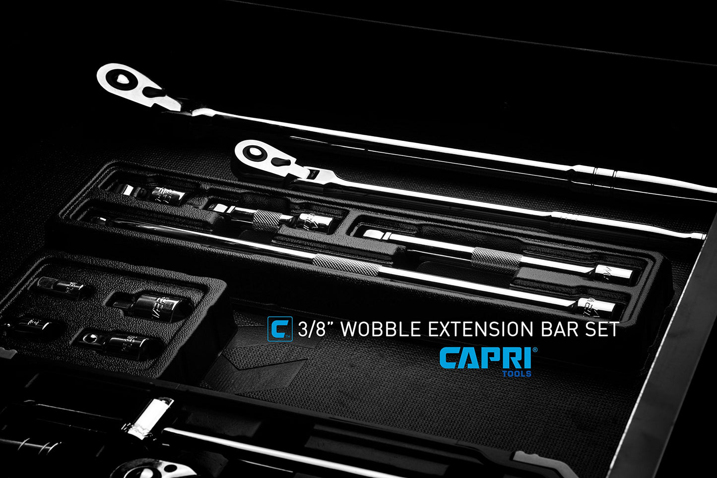 Capri Tools 182623 3/8-Inch Drive Wobble Extension Bar Set, 4-Piece (1-2400)