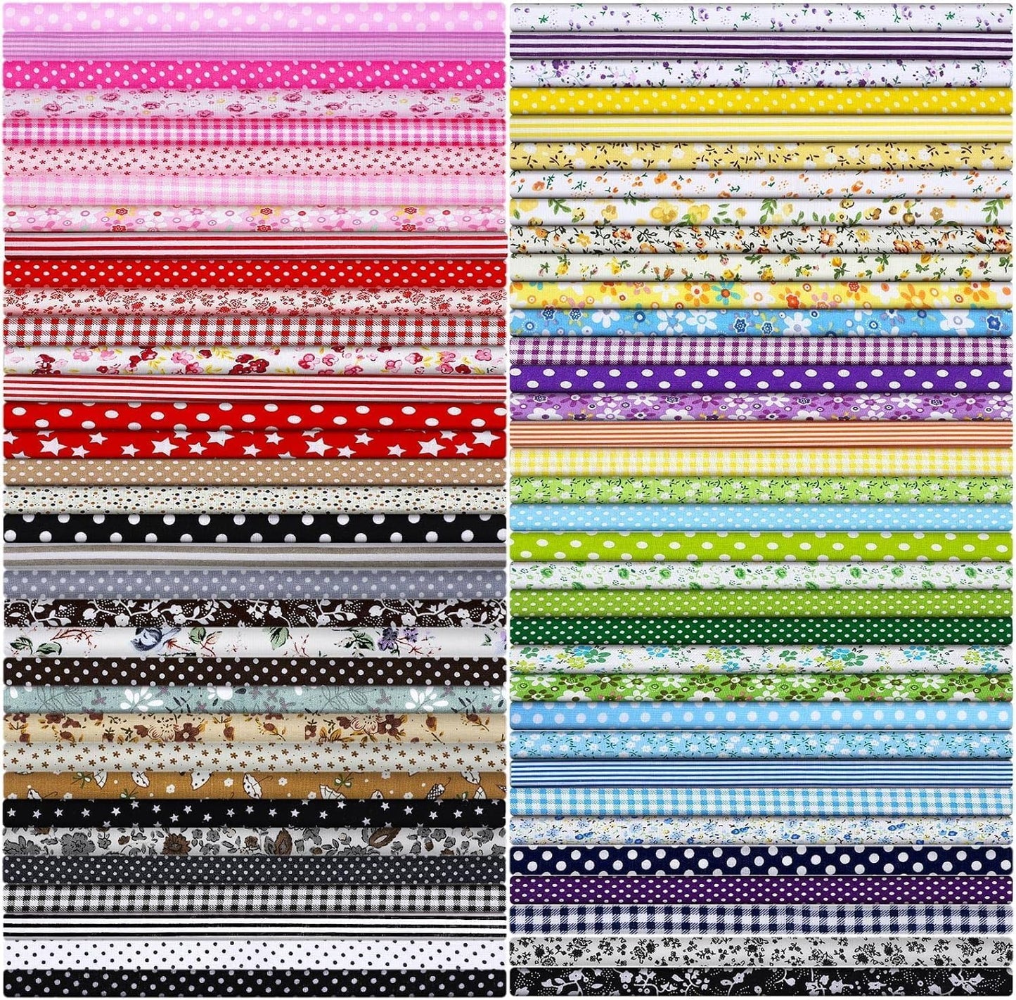 Eatbuy Quilting Fabric, 70 Pieces 10" X 10" Cotton Craft Fabric Bundle Squares, Pre-Cut Quilt Squares, Squares Sheets Patchwork for DIY Sewing and Quilting Crafting (25 X 25 Cm)