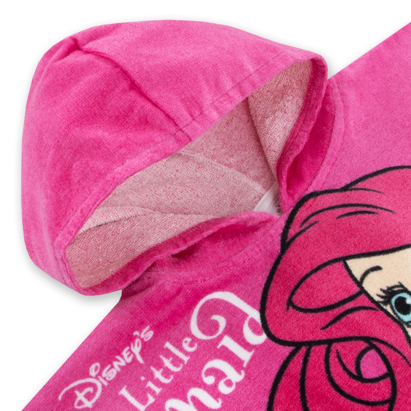 Disney Girls Beach Towel | Ariel Towel Poncho | Cotton Hooded Towel | The Little Mermaid Towels for Girls | One Size Pink