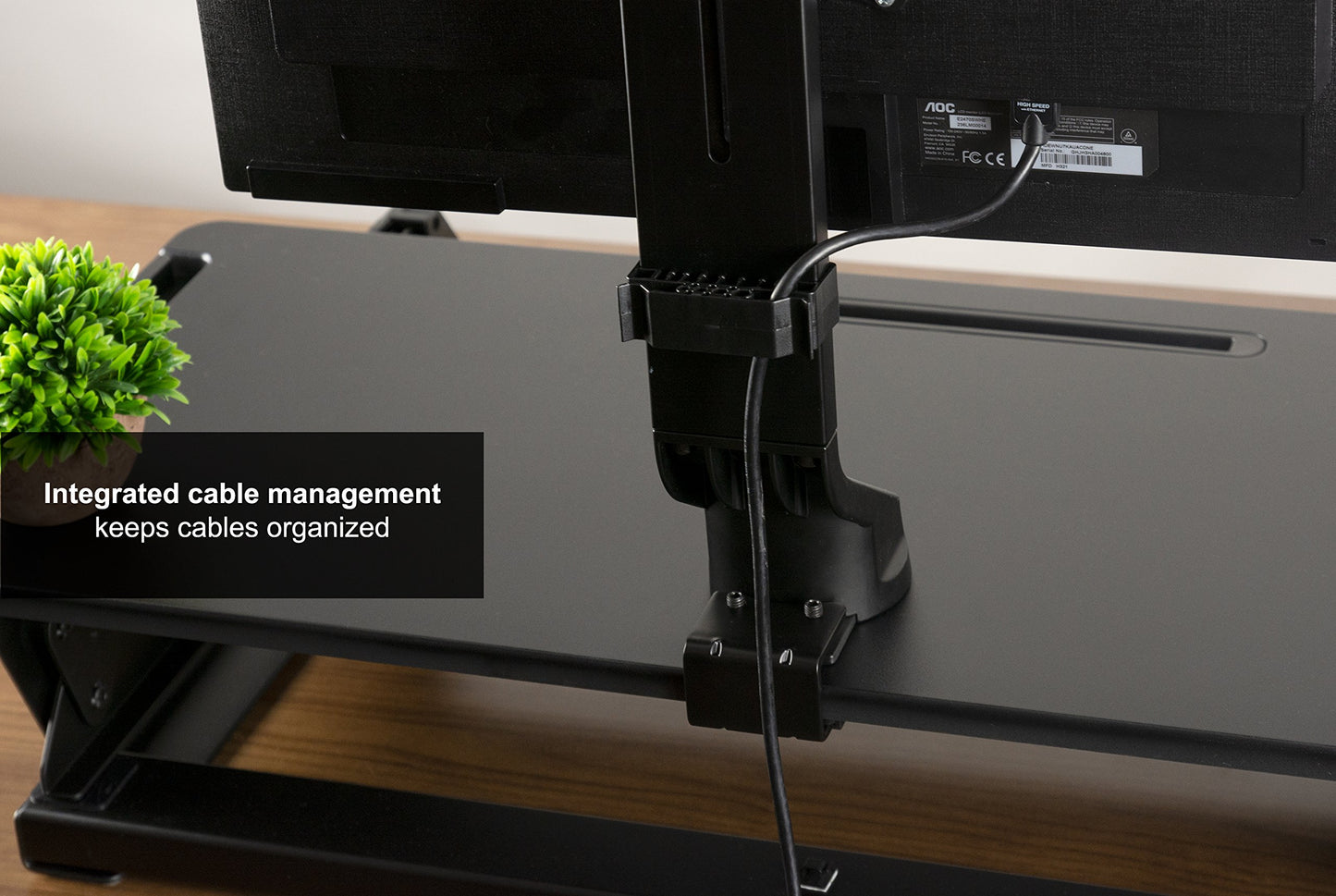 VIVO Black Adjustable Single Monitor Mount for Sit-Stand Workstation, Desk Converter, Monitor Arm Fits 1 Screen up to 32 inches STAND-V001U