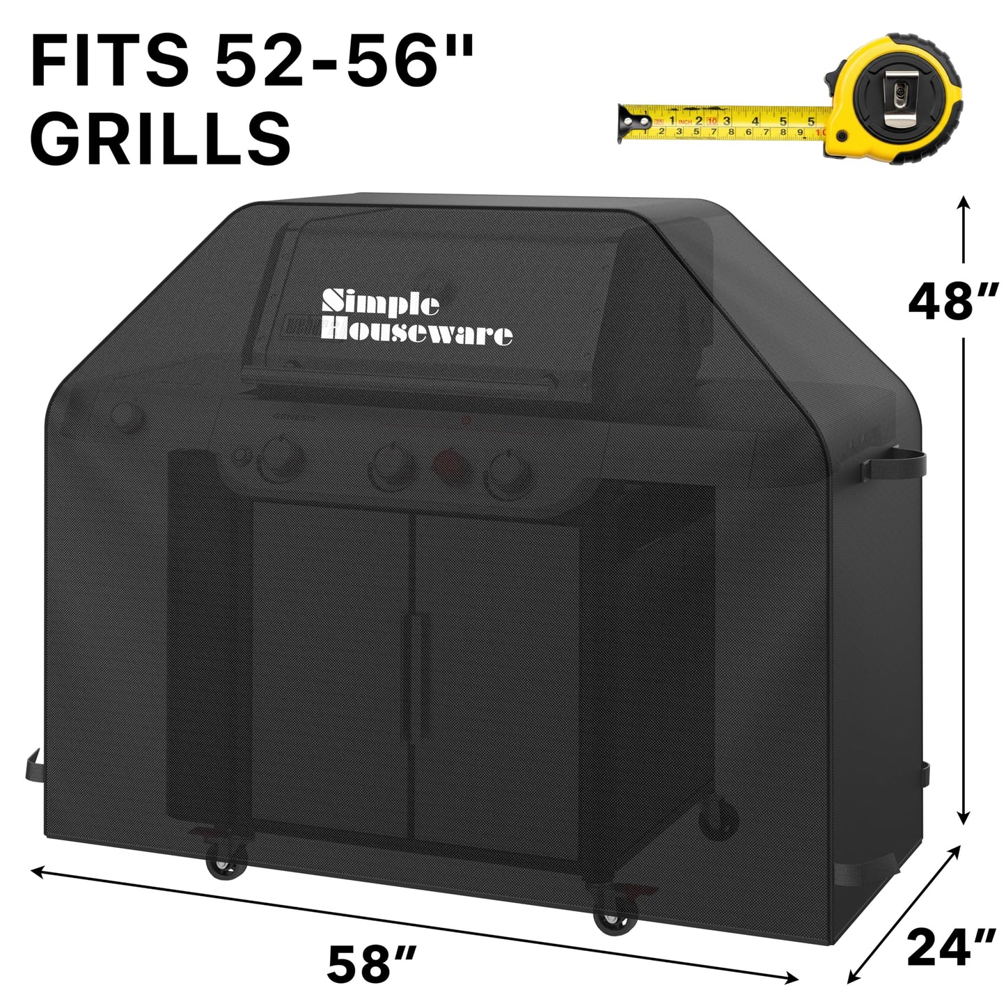 Simple Houseware 58-inch Heavy Duty BBQ Grill Cover, 600D Polyester Waterproof, Weather-Resistant
