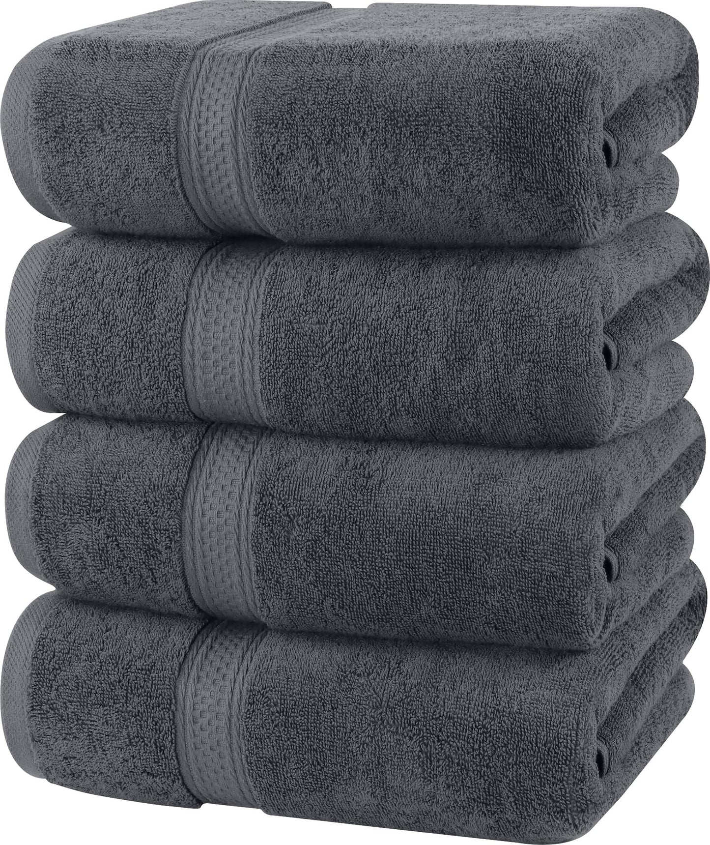 Utopia Towels 4 Pack Premium Bath Towels Set, 27 by 54 Inches, 100% Ring Spun Cotton 600GSM, Lightweight and Highly Absorbent Quick Drying Towels, Perfect for Daily Use, Grey