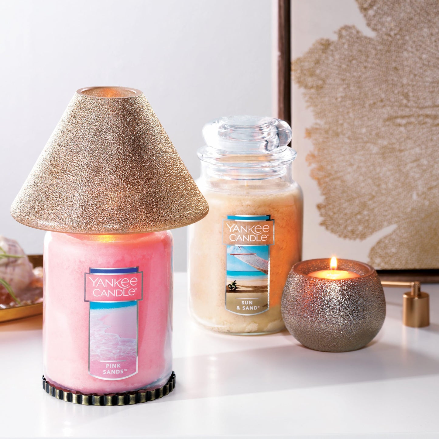 Yankee Candle Scented Candle, Pink Sands, Original Large Jar Candle, 110-150 Hours of Burn Time, 22 oz.