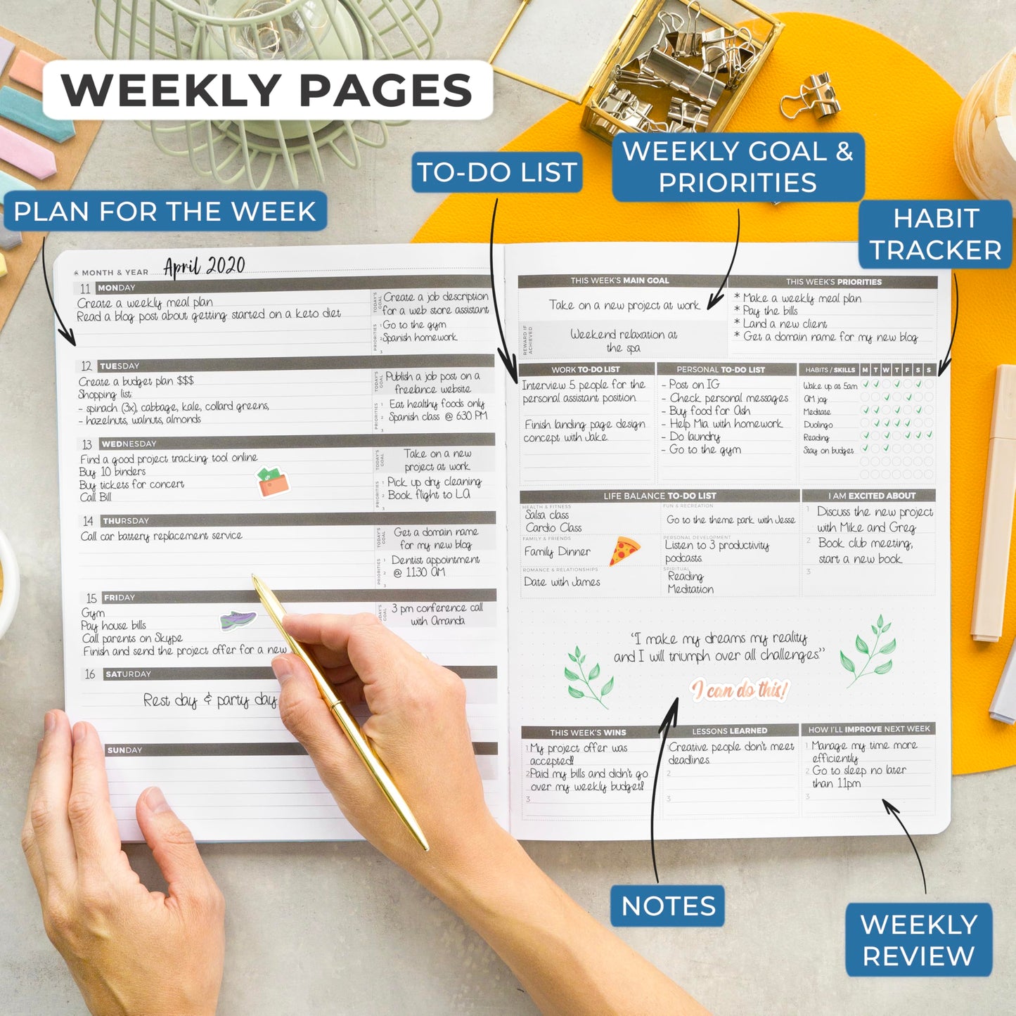 Clever Fox Planner PRO – Weekly & Monthly Life Planner to Increase Productivity, Time Management and Hit Your Goals – Organizer, Gratitude Journal – Undated – 8.5 x 11" – Lasts 1 Year (Periwinkle)