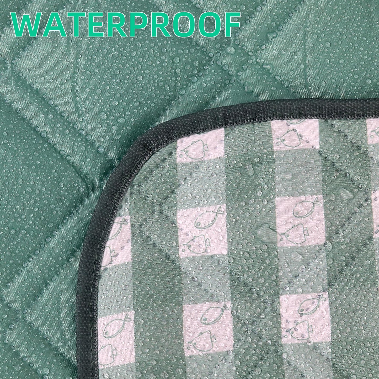 Waterproof 80"X80" Picnic Blankets Thick Outdoor Picnic Mat with 4 Luminous Stakes Foldable Camping Blanket Portable with Carry Strap for Beach Park Grass Park Hiking