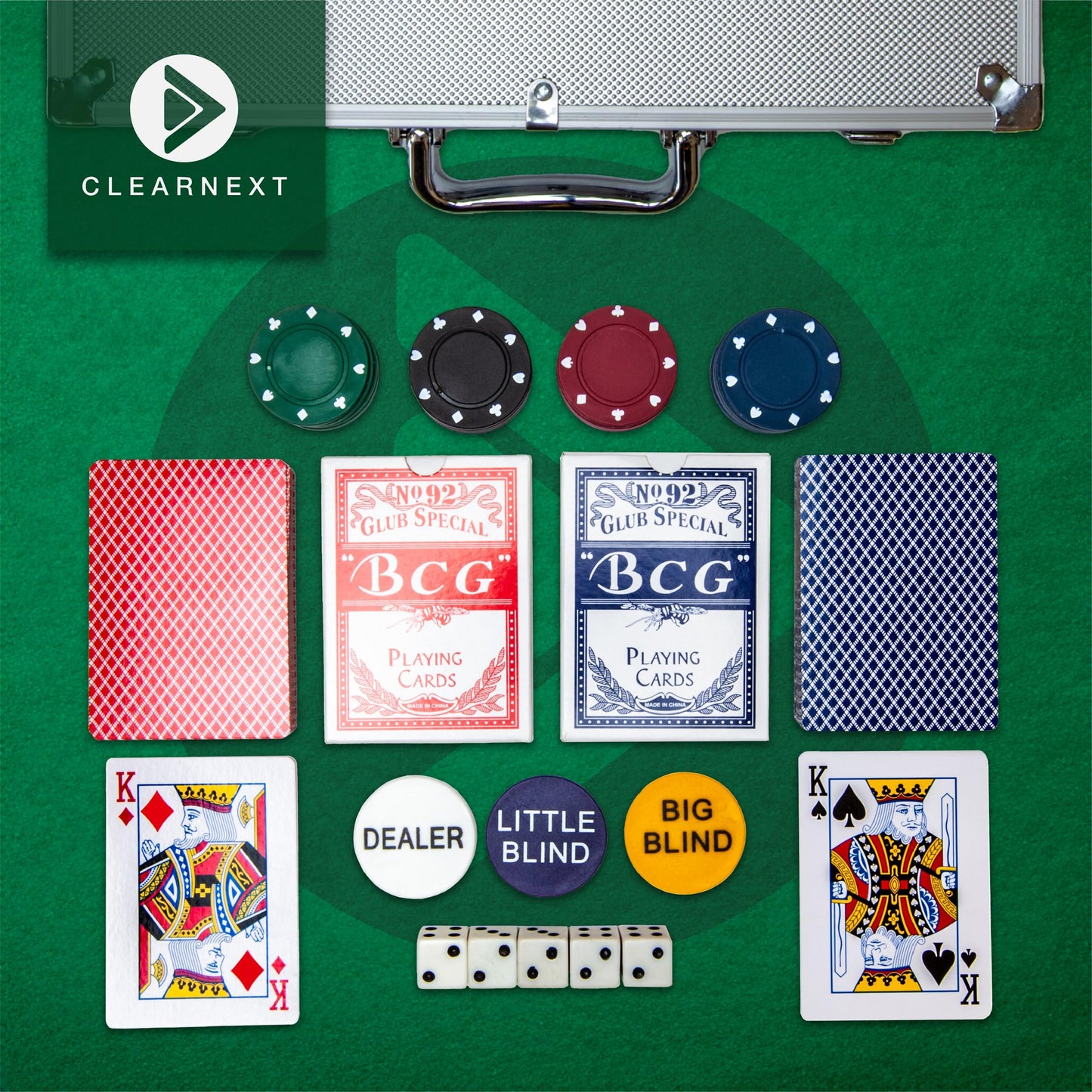 CLEARNEXT Casino Poker Chips Set - 200pcs with Aluminum Case Ideal for Casino Party Accessories for Blackjack, Texas Holdem, Family Games