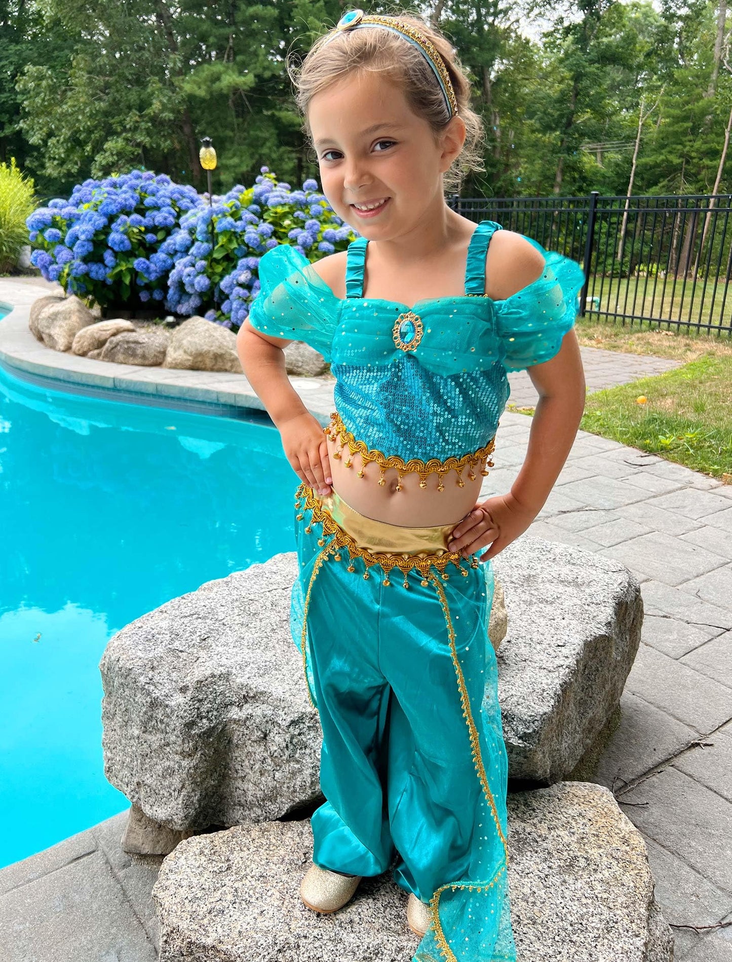 Aolliya Princess Costume for Girls Kids Arabian Princess Fancy Dress Up for Halloween Birthday Cosplay Party Carnival