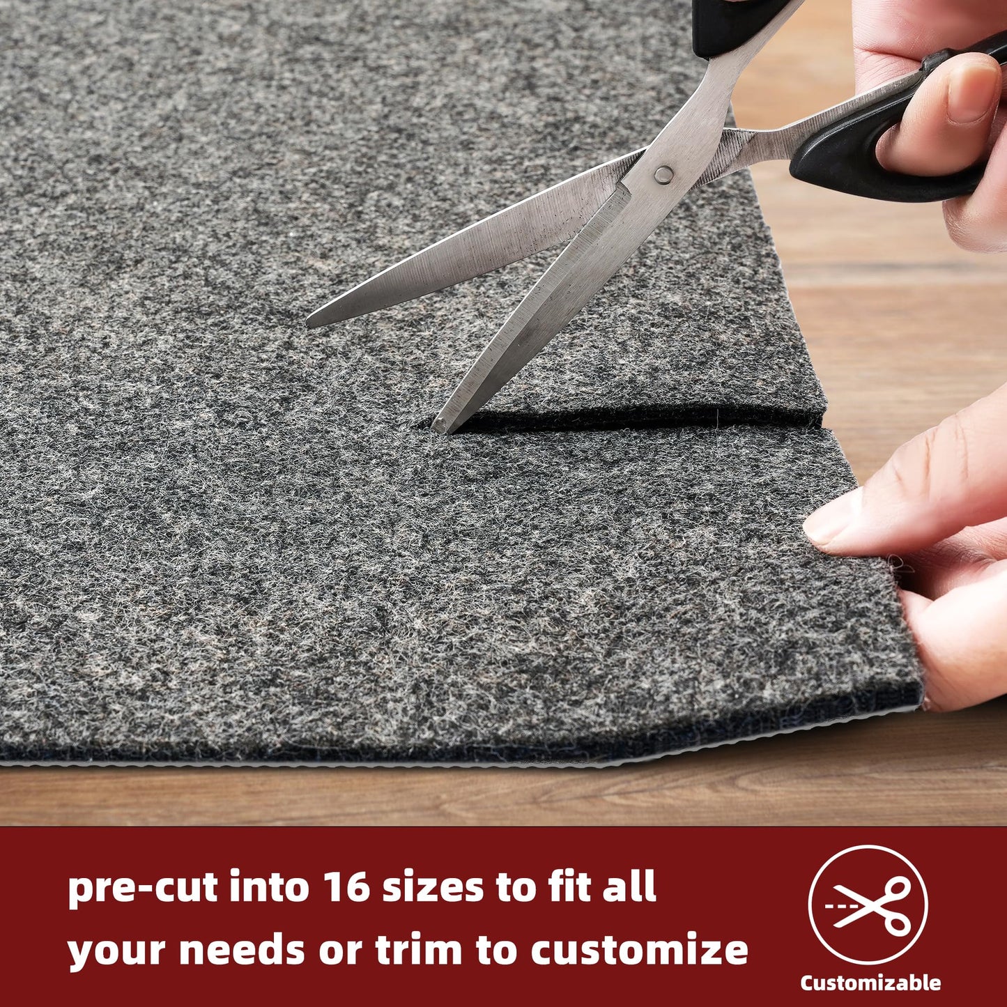 BAGAIL BASICS Felt and Natural Rubber Backing Rug Pads 1/4” Thick, 5 x 8 Ft Non Slip Carpet Gripper Keep Rugs in Place, Under Area Rug Cushioned Pads, Carpet Runners, Hardwood Floors Protection