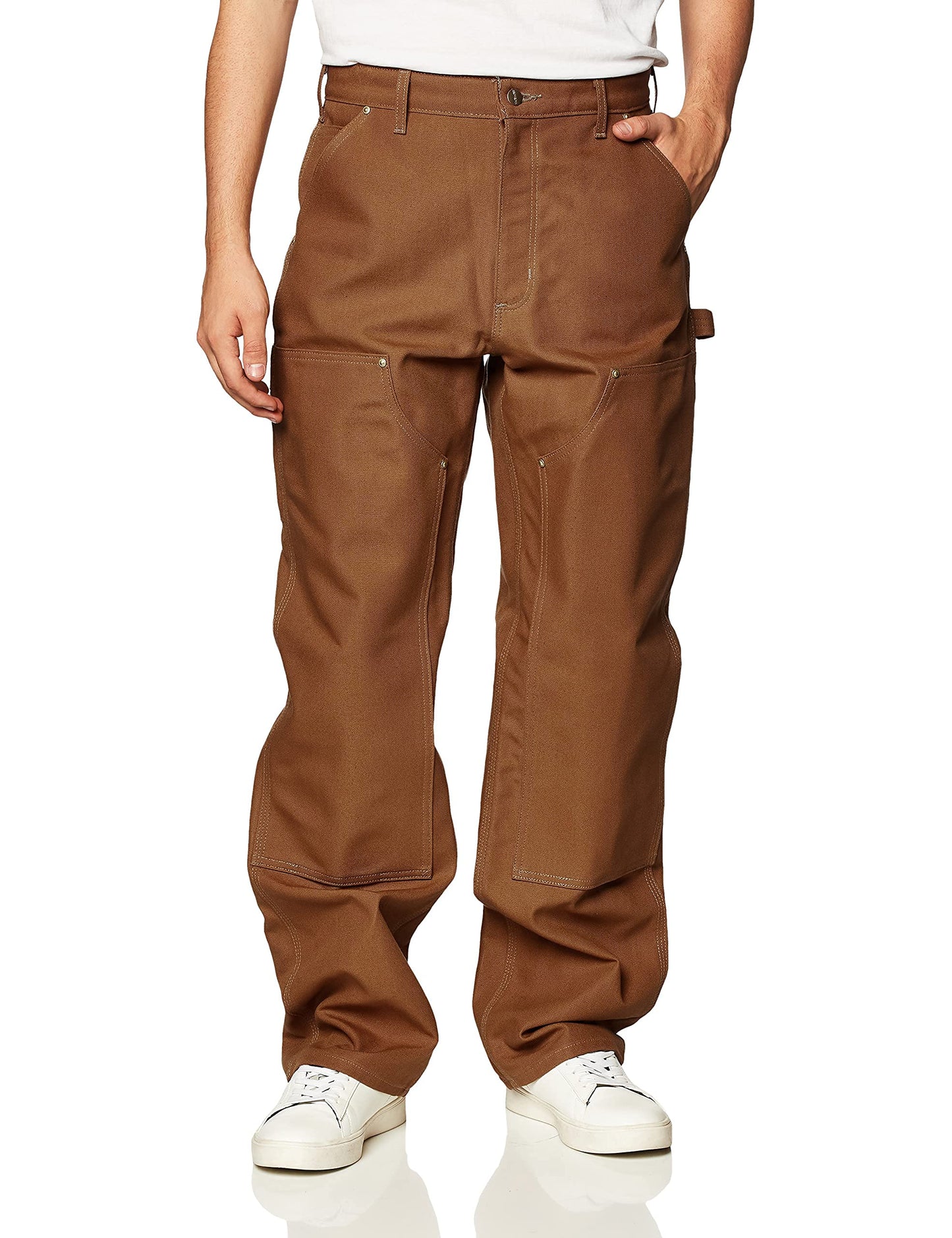 Carhartt Men's Big & Tall Firm Duck Double Front Work Dungaree, Carhartt Brown, 38W x 34L