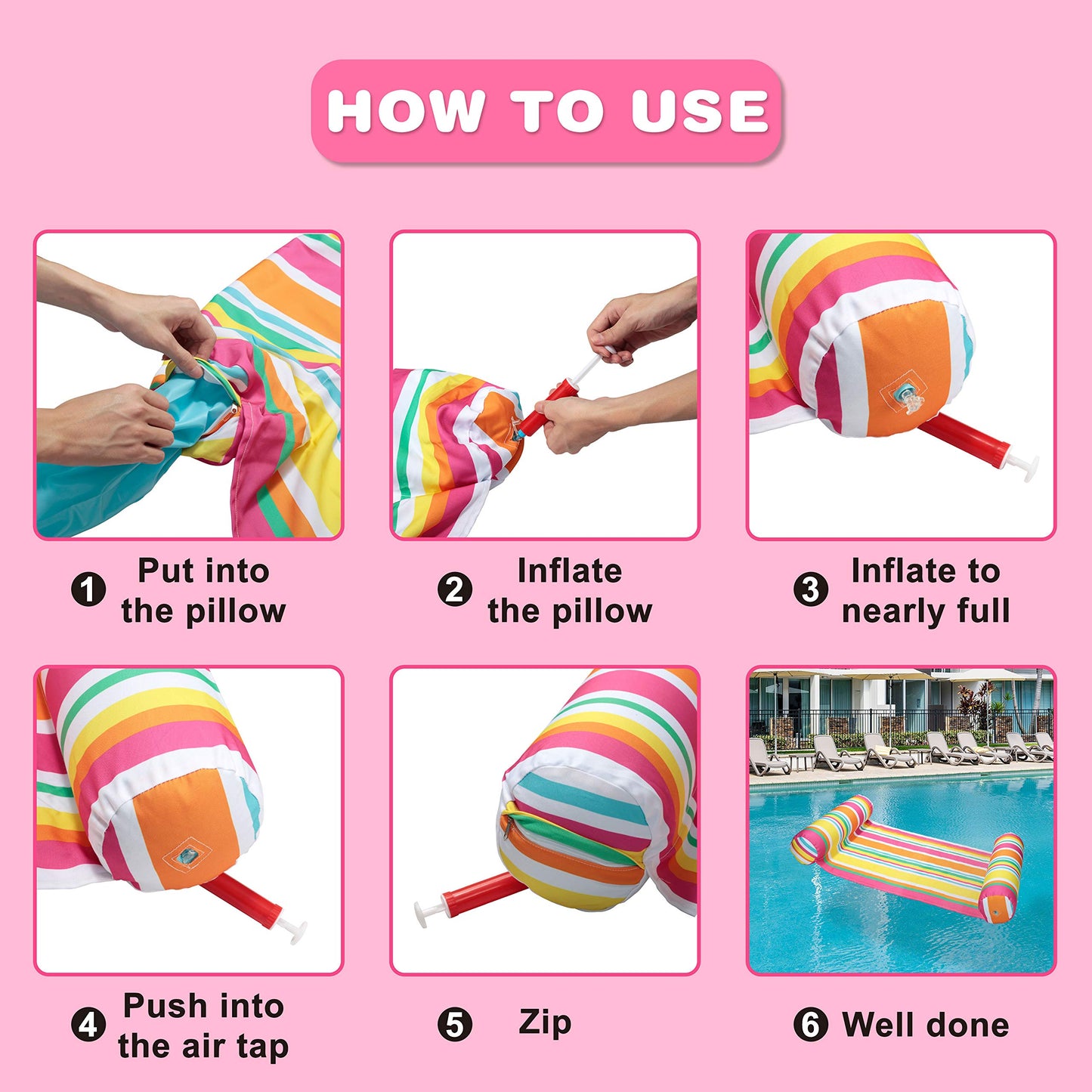 2 Pack Inflatable Pool Float Hammock, Multi Purpose Swimming Raft, Water Lounges, Pool Accessories (Saddle, Lounge Chair, Hammock, Drifter), Beach, Outdoor