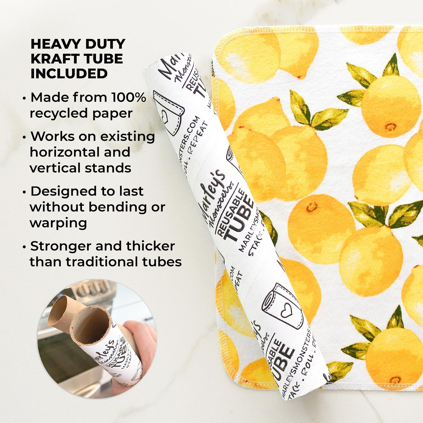 Marley's Monsters UNpaper Towels - 12 Count roll, Reusable Paper Towels Cotton, Tree Free (Surprise Print)