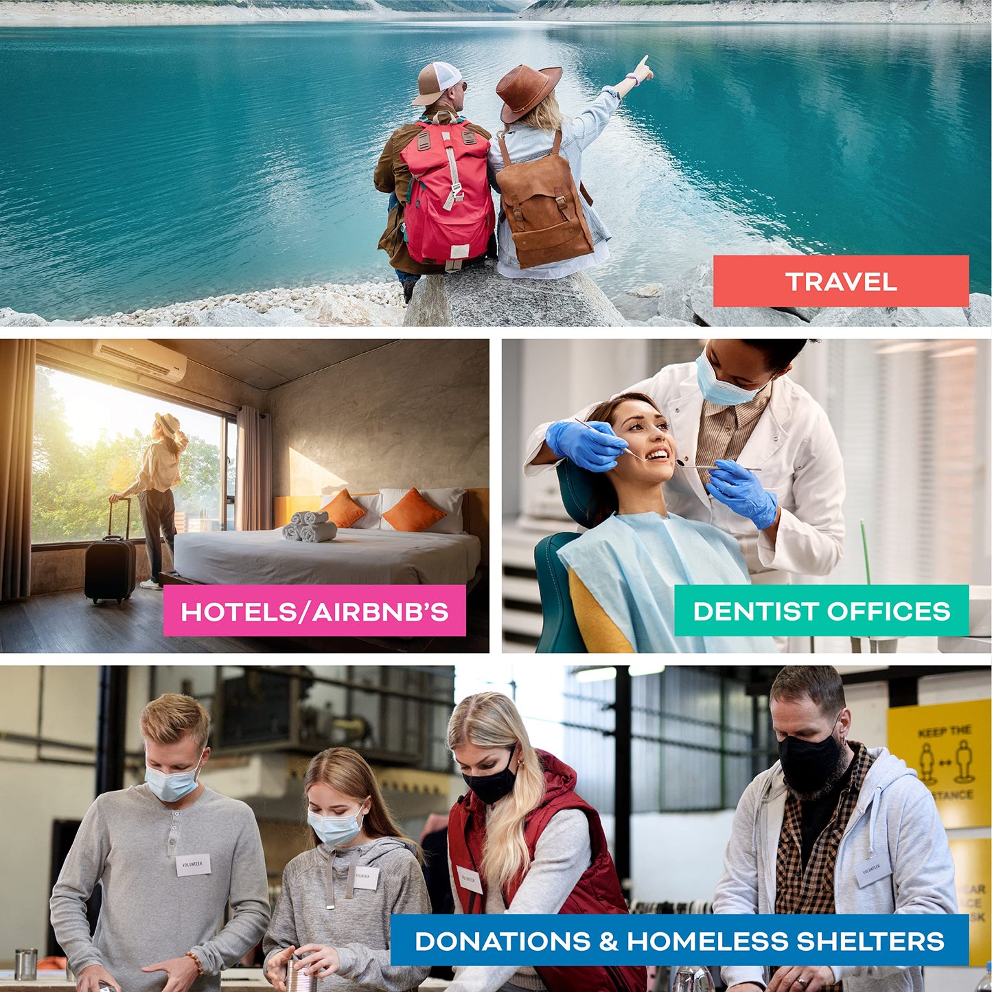 48 Individually Packaged Quality Large Head Medium Bristle Disposable Bulk Toothbrushes - Multi Color Pack - Convenient & Affordable - for Travel, Hotels, Airbnb, Relief Missions, Donations & More