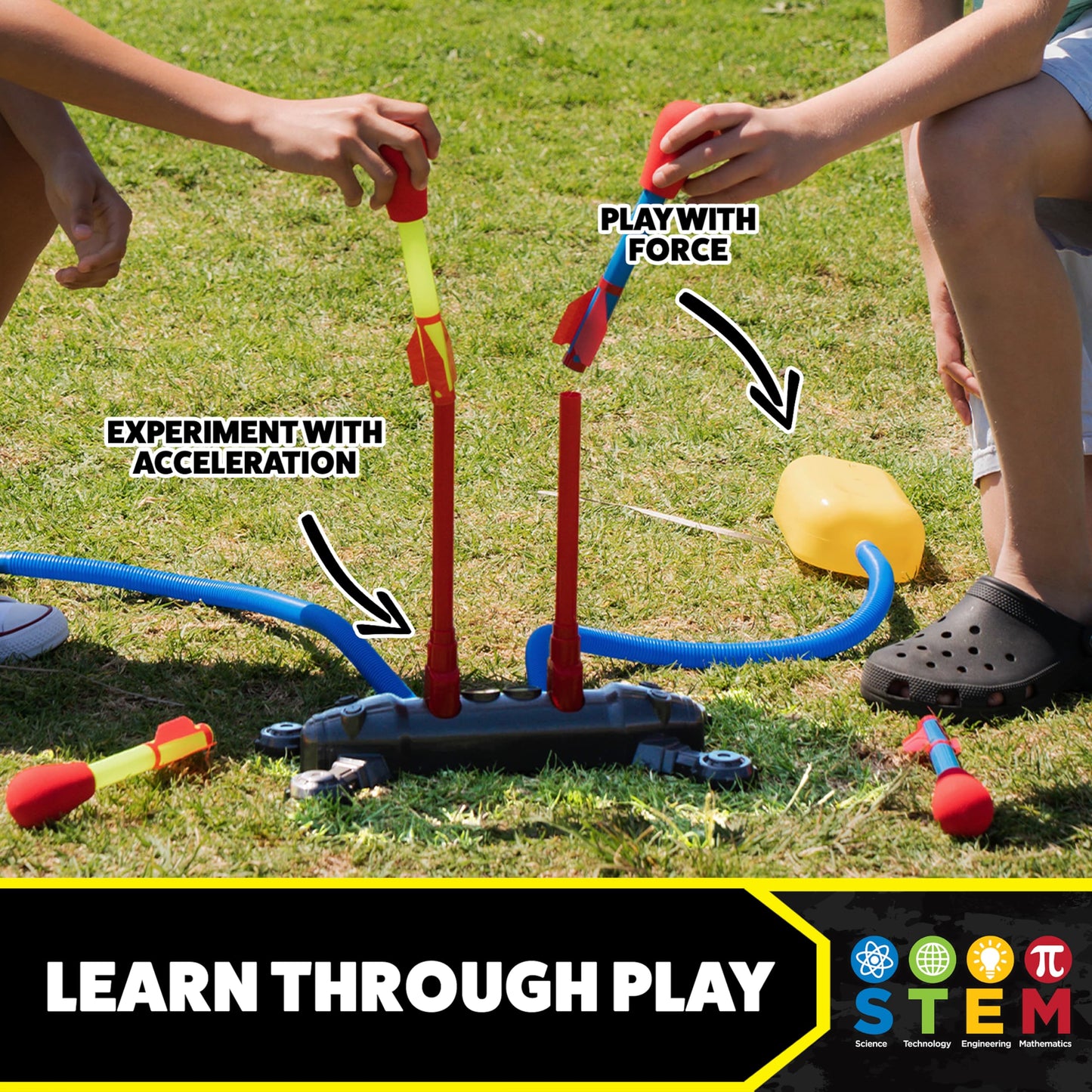 The Original Stomp Rocket Dueling Rockets Launcher, 4 Rockets and Toy Rocket Launcher - Outdoor Rocket STEM Gift for Boys and Girls Ages 6 Years and Up - Great for Outdoor Play
