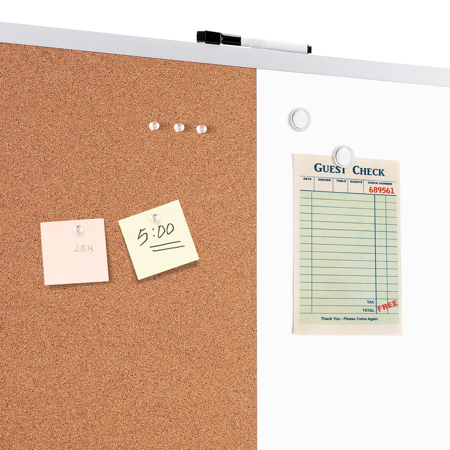 Amazon Basics Combo Magnetic Whiteboard&Cork Board for Home,Office and Classroom, Plastic/Aluminum Frame, White,Yellow, 17" x 23"