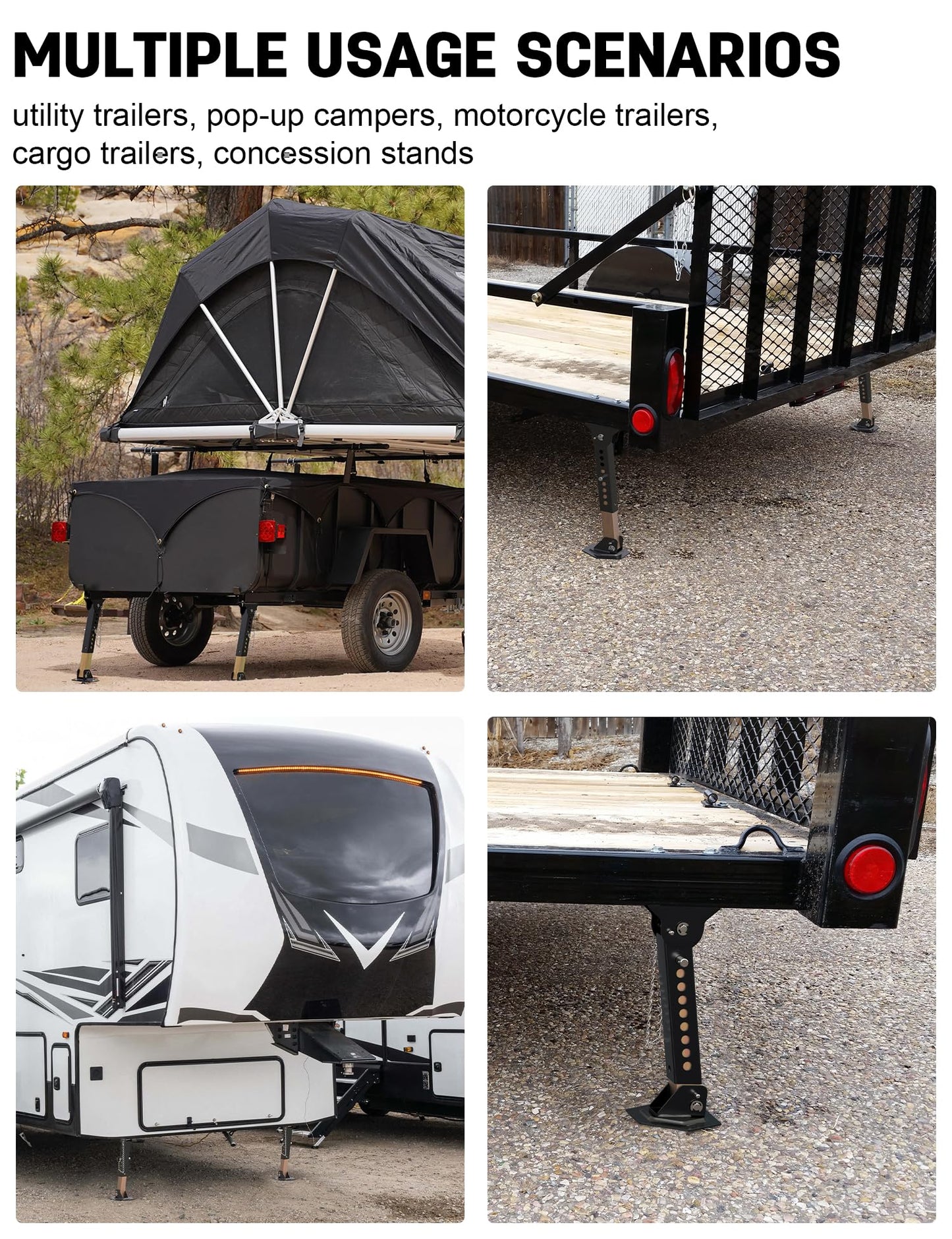 Sulythw Trailer Stabilizer Jacks Telescoping RV Camper Stabilizer Jacks Accessories 2PCS Adjustable from 12" to 18", Slide Out Supports 1000 Lbs Capacity Each