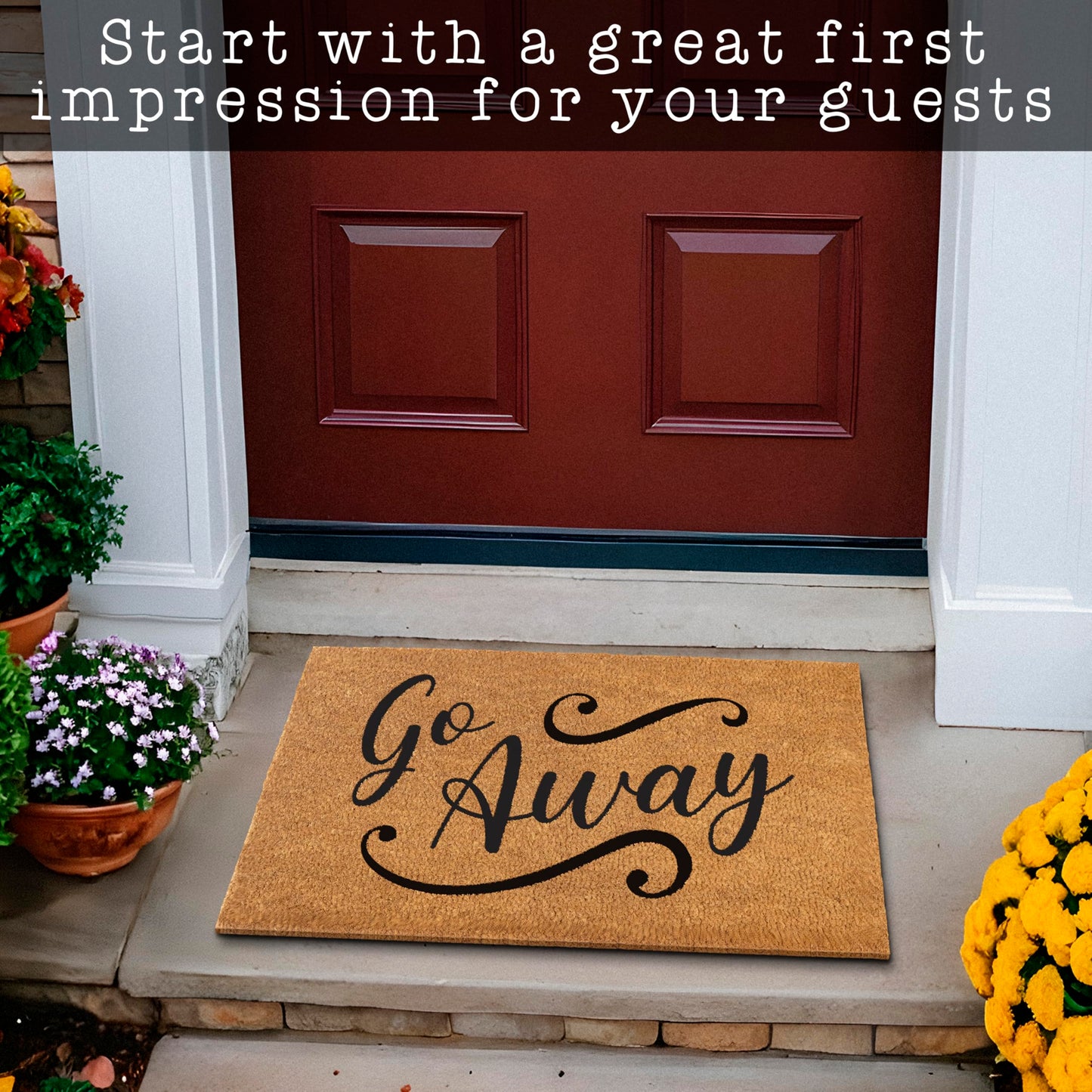 Go Away Doormat, 30x17 Inch, Funny Door Mat Outdoor, Go Away Front Door Mat, Unwelcome Mat, Farmhouse Style