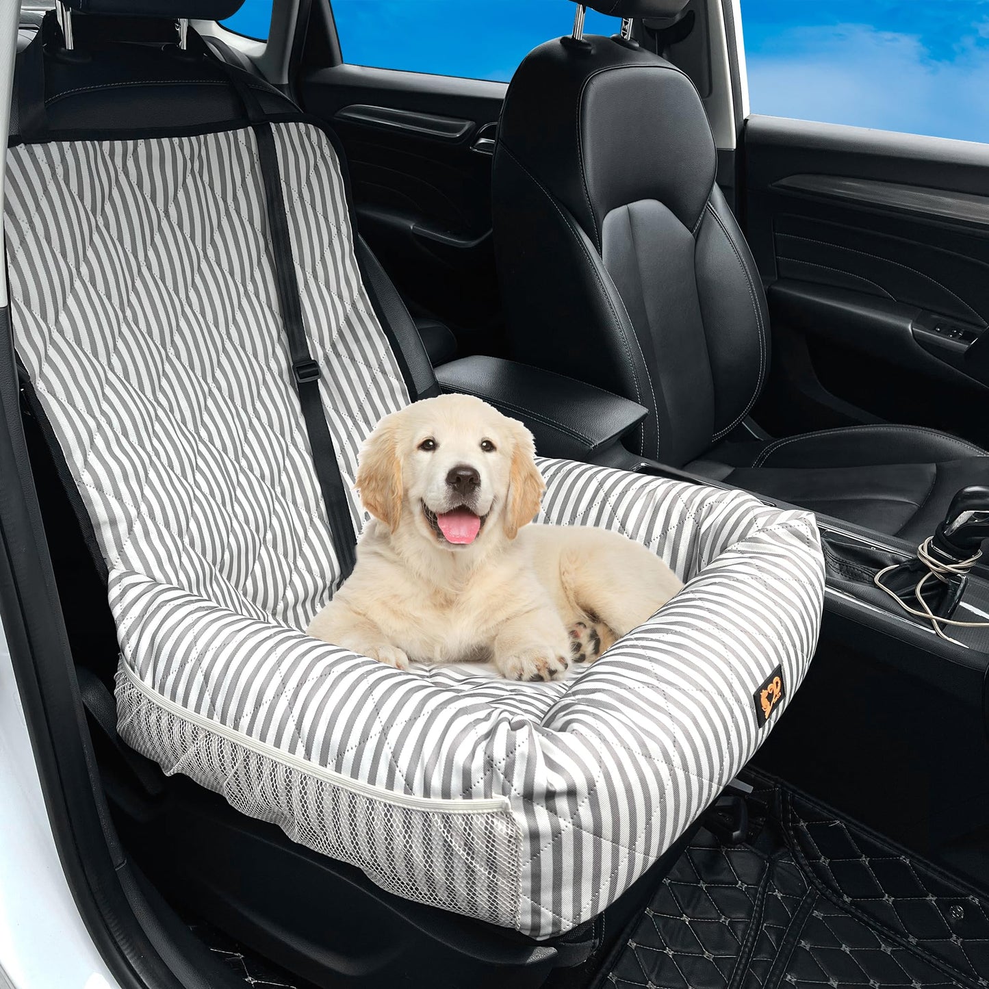 GeerDuo Dog Car Bed Seat for Small and Medium Dogs, Dog Booster Seat Sofa Pet Bed, Portable Dog Car Travel Carrier Bed (Medium)