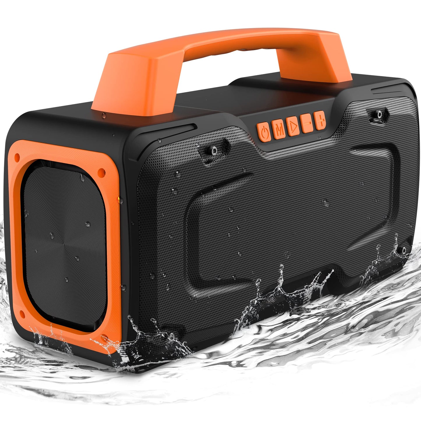 BUGANI Bluetooth Speakers, 80W Powerful Portable Wireless Speaker IPX7 Waterproof Speaker, Outdoor Loud Speaker with Handle 24H Playtime, Support Karaoke Mic AUX USB Suitable for Party, Pool, Singing