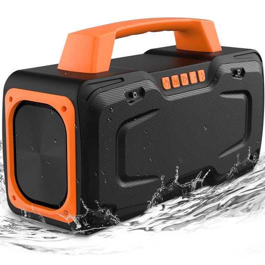 BUGANI Bluetooth Speakers, 80W Powerful Portable Wireless Speaker IPX7 Waterproof Speaker, Outdoor Loud Speaker with Handle 24H Playtime, Support Karaoke Mic AUX USB Suitable for Party, Pool, Singing