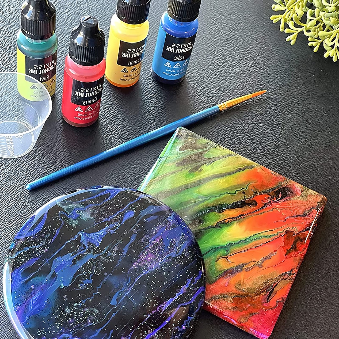 24 Pcs Ceramic Tiles for Crafts Ceramic Coasters for Crafts Blank White Unglazed Square Tile for Painting, Alcohol Ink, Acrylic Pouring - DIY Coaster - Cork Backing Pads Included (4x4 Inch)