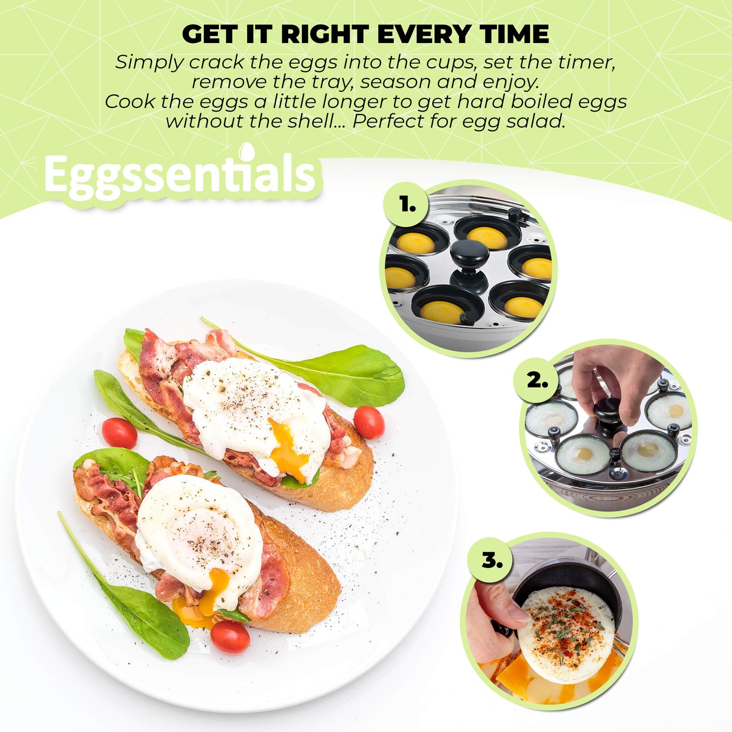 Egg Poacher Pan Nonstick Poached Egg Maker, Stainless Steel Egg Poaching Pan, Poached Eggs Cooker Food Grade Safe PFOA Free with Spatula, Egg Poachers Cookware