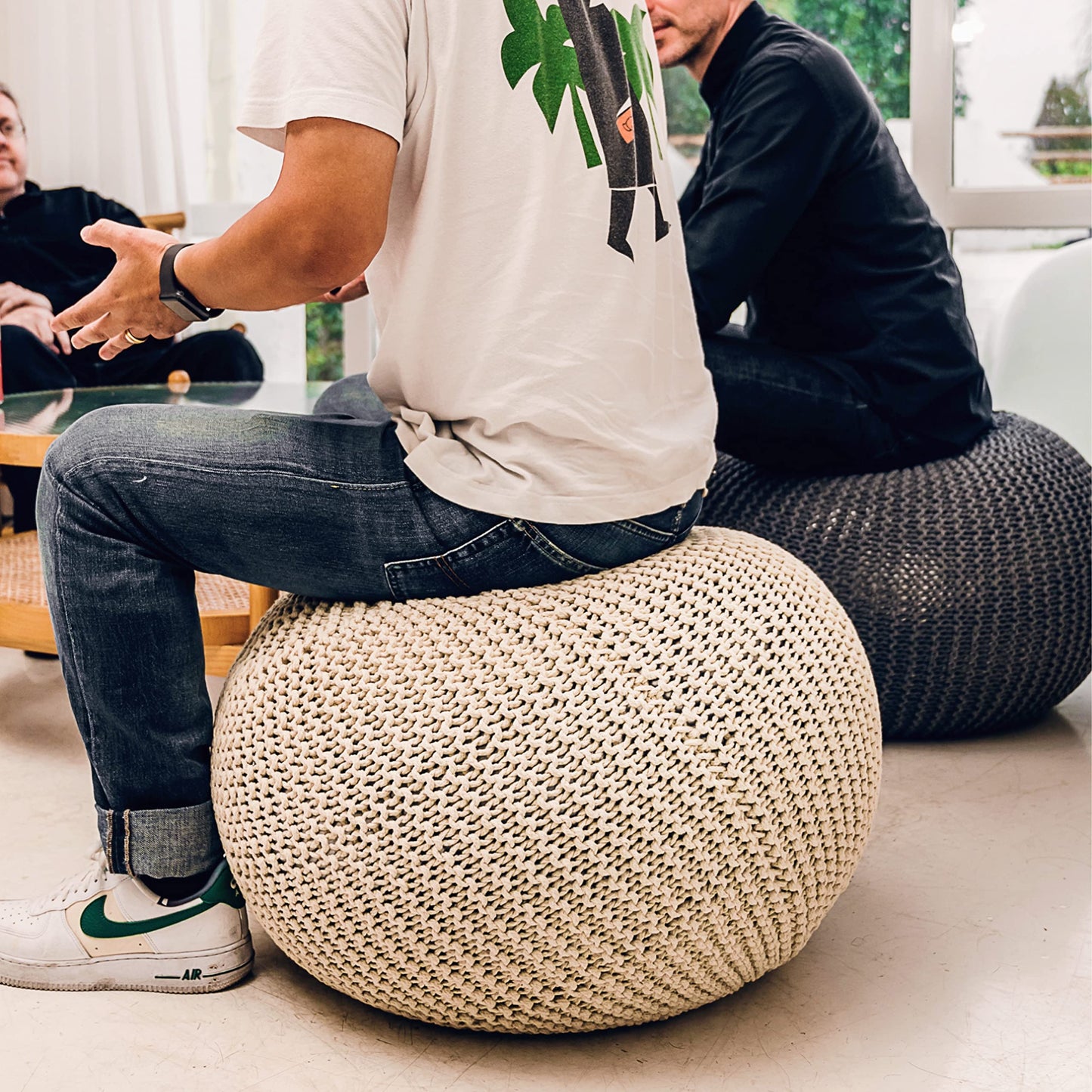 ART pinecone Yoga Ball Cover - Cotton Rope Cover for Exercise, Birthing, Stability, Fitness, Balance, Pilates Ball (65 cm/26" Off White)