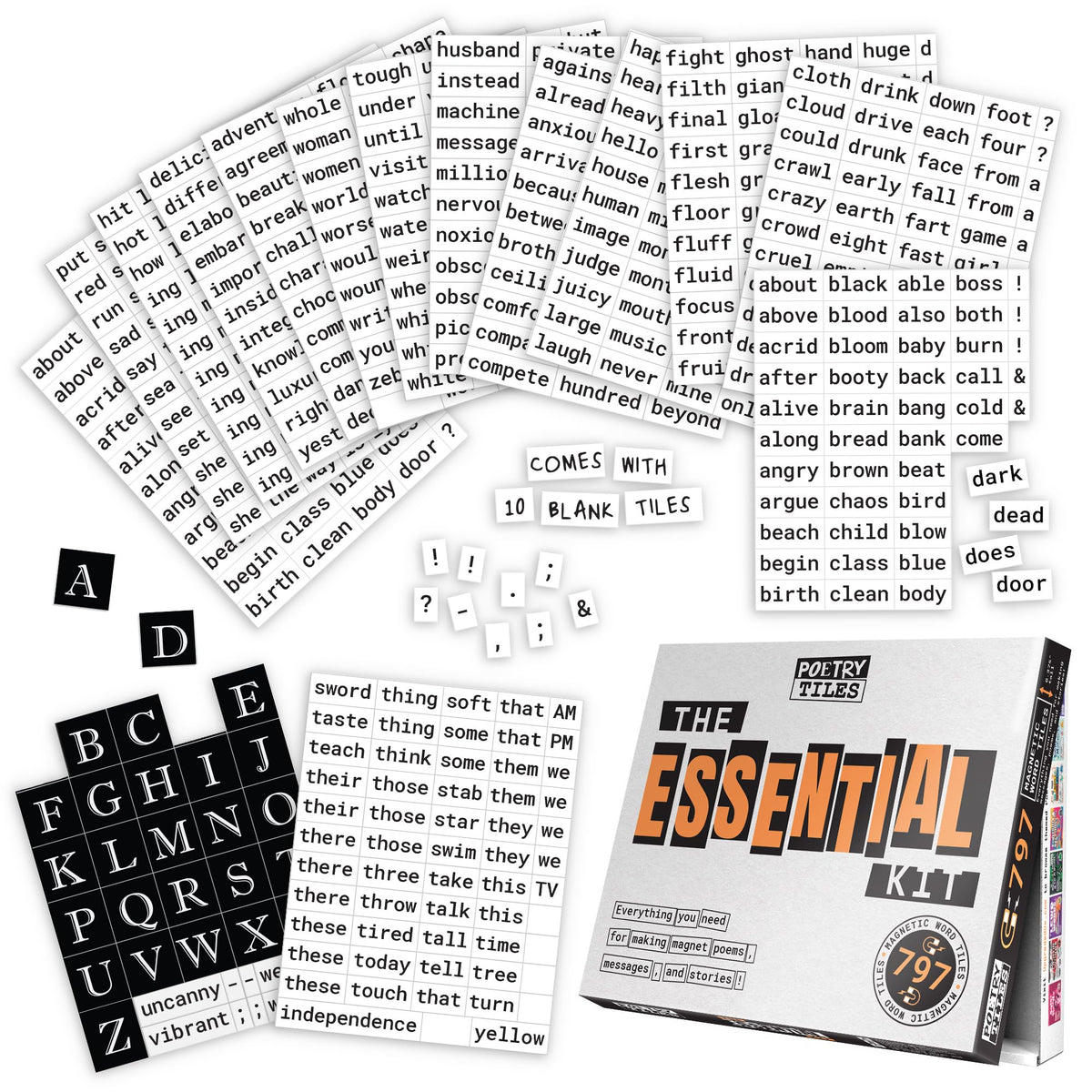 The Essential Kit of Word Magnets - Everything Needed for Fun Fridge Poetry - 797 Magnetic Words Compatible with Most Other Kits - Experience the Fun of Creative Word Play and Self Expression