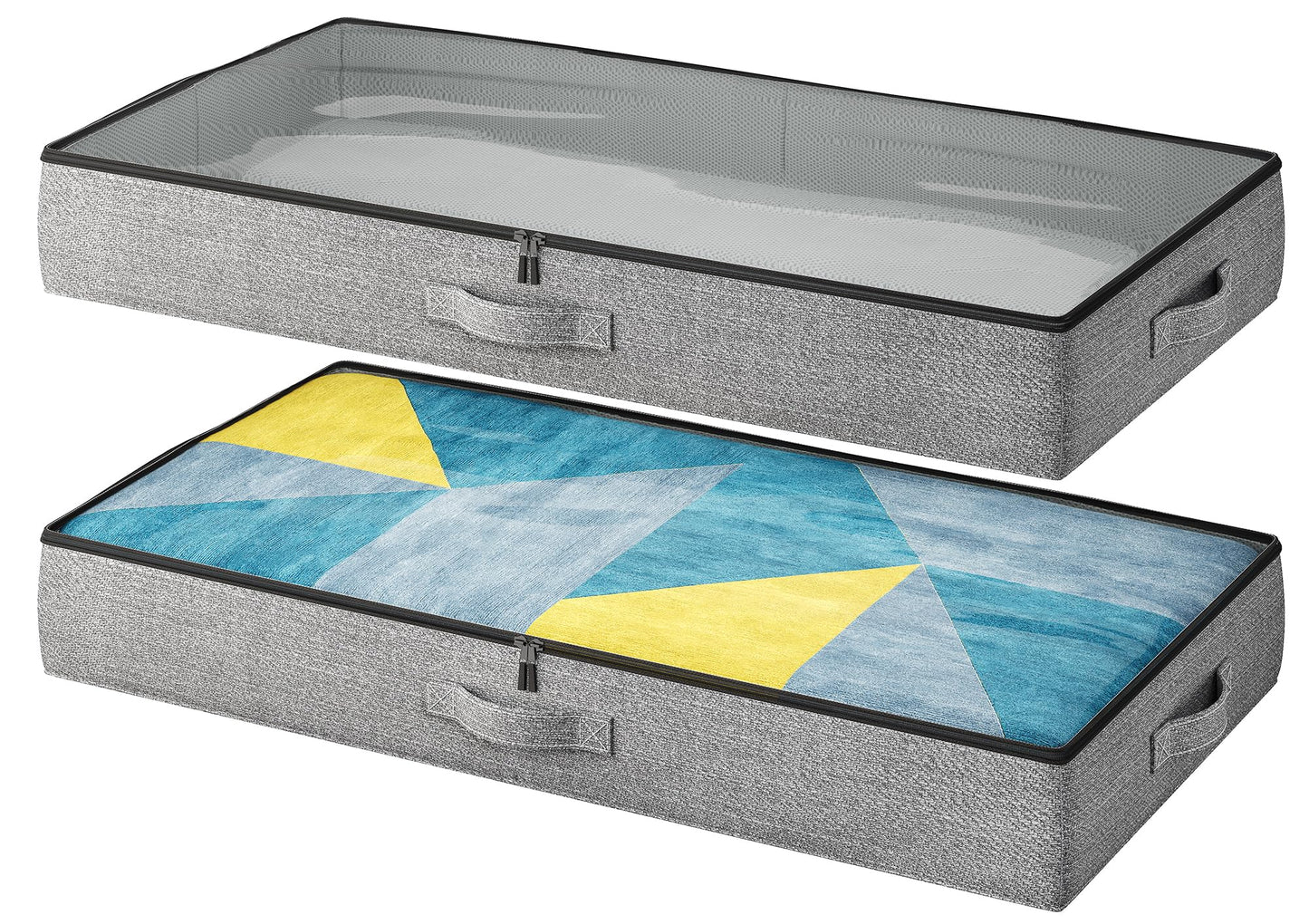 TidyCorner Under Bed Storage Containers 2 Pack -Underbed Storage with Plastic Cover-Organizers Bin Low Profile Under Bed Storage 4.5" Thin Slim -Bedding/RV Storage/Blanket/Shoe/Clothes Drawers