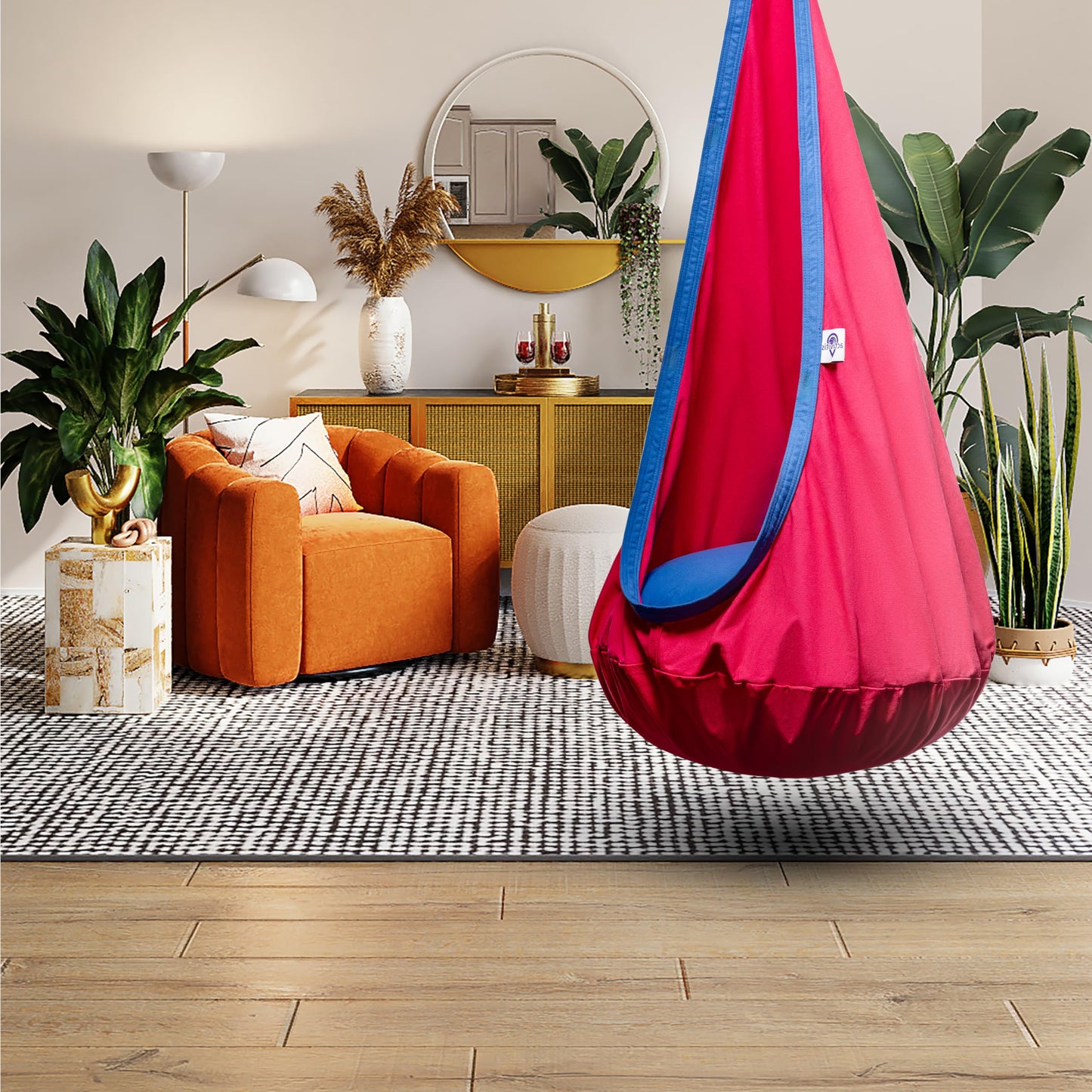 ACTIVITIS Kids Pod Swing Seat, Child Hanging Hammock Chair with Inflatable Seat Cushion, Sensory Room Swing Seat for Indoor and Outdoor Use with Inflatable Pillow, 100% Cotton, Durable Portable