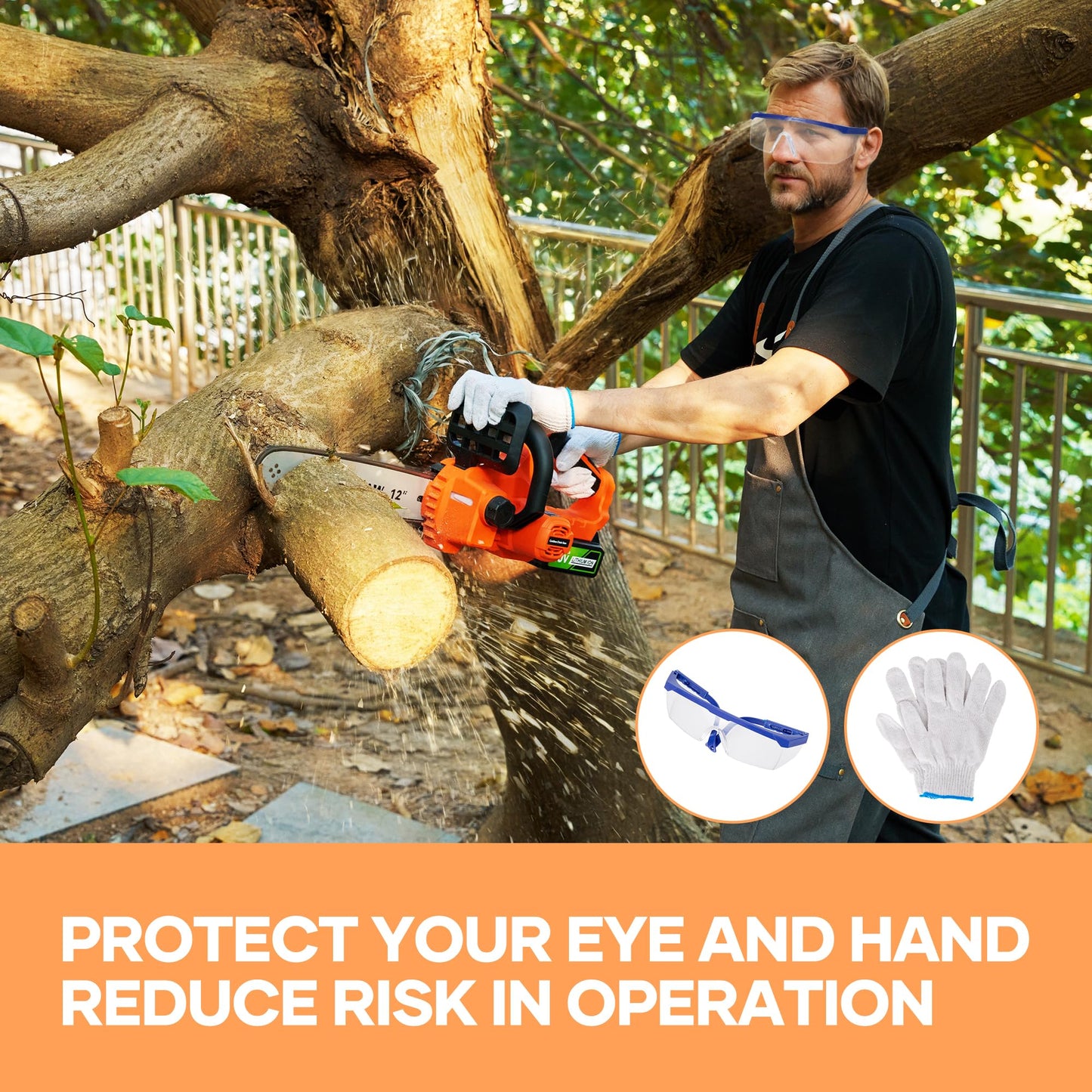 12" Brushless Chainsaw Cordless, 4.0Ah Battery Powered Chainsaw, 4500 RPM, Auto-Oil, Safety Protection, Handheld Chain Saw Cordless for Wood Cutting, Tree Trimming