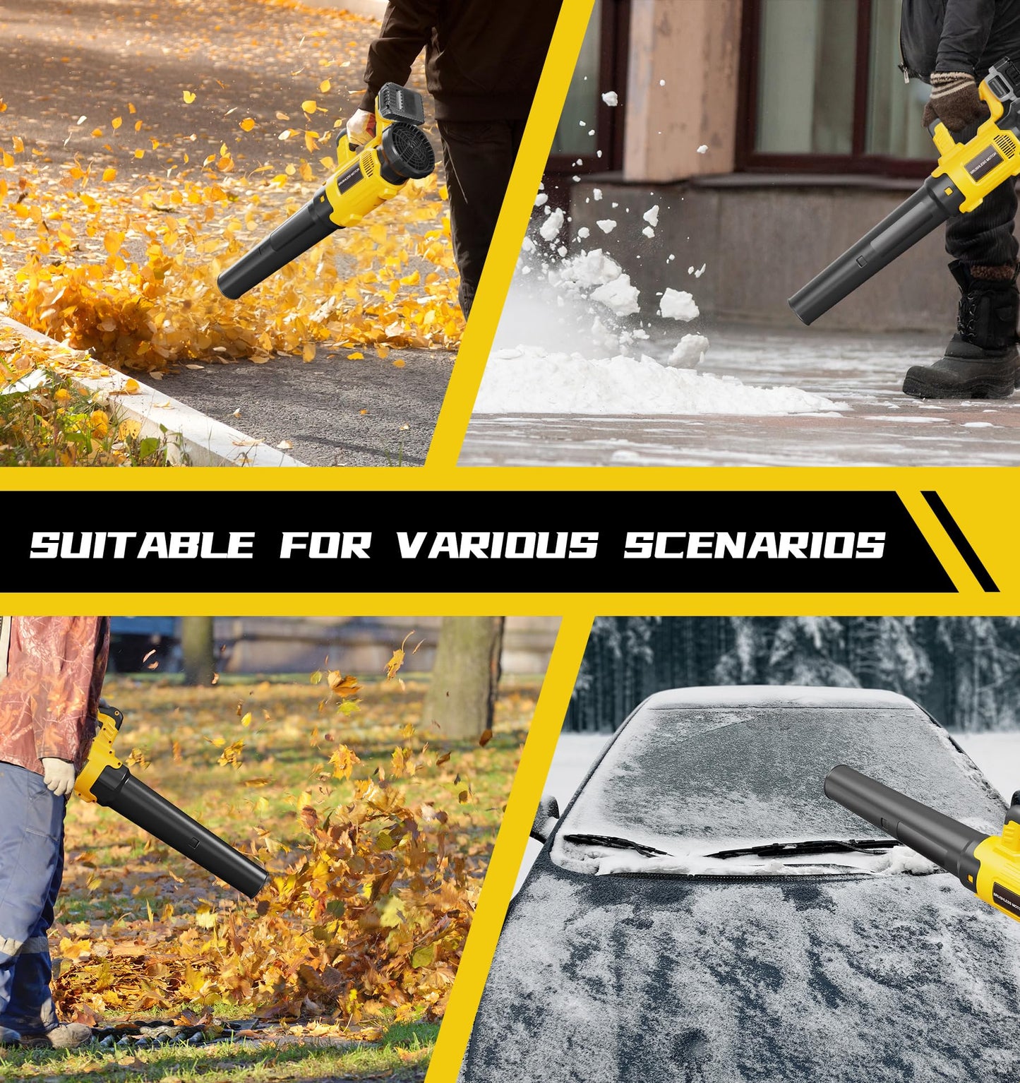 Cordless Leaf Blower Fit for Dewalt, 650 CFM Electric Leaf Blower, with Brushless Motor Built-in Protection Device, Variable Speed, Turbo Mode, for Driveway Lawn Care, Yard, Snow(Tool ONLY)