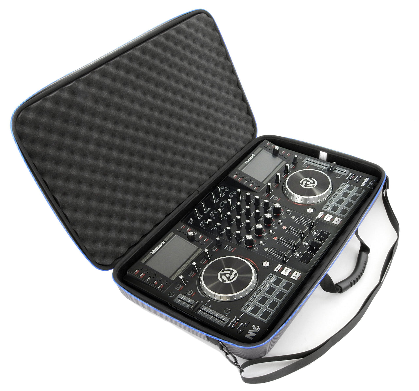 CASEMATIX Travel Case Compatible with Numark Mixstream Pro Plus, Mixstream Pro Go Standalone DJ Controller, Numark NV2 Serato Mixers and More - Includes Carrying Case Only with Shoulder Strap