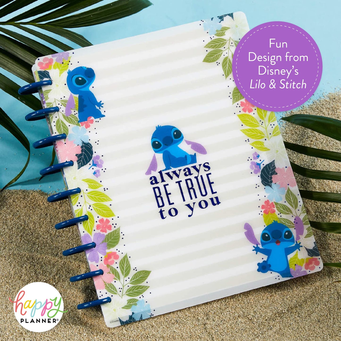 Happy Planner Disney Undated Journal & Planner by Day, Week or Month. 68 Pages for Notetaking. Perfect Organizer to Increase Productivity & Achieve Your Goals – Customizable with 4 Dividers & 6 Sticker Sheets Disney Aloha Stitch - Classic - 7" x 9.75"
