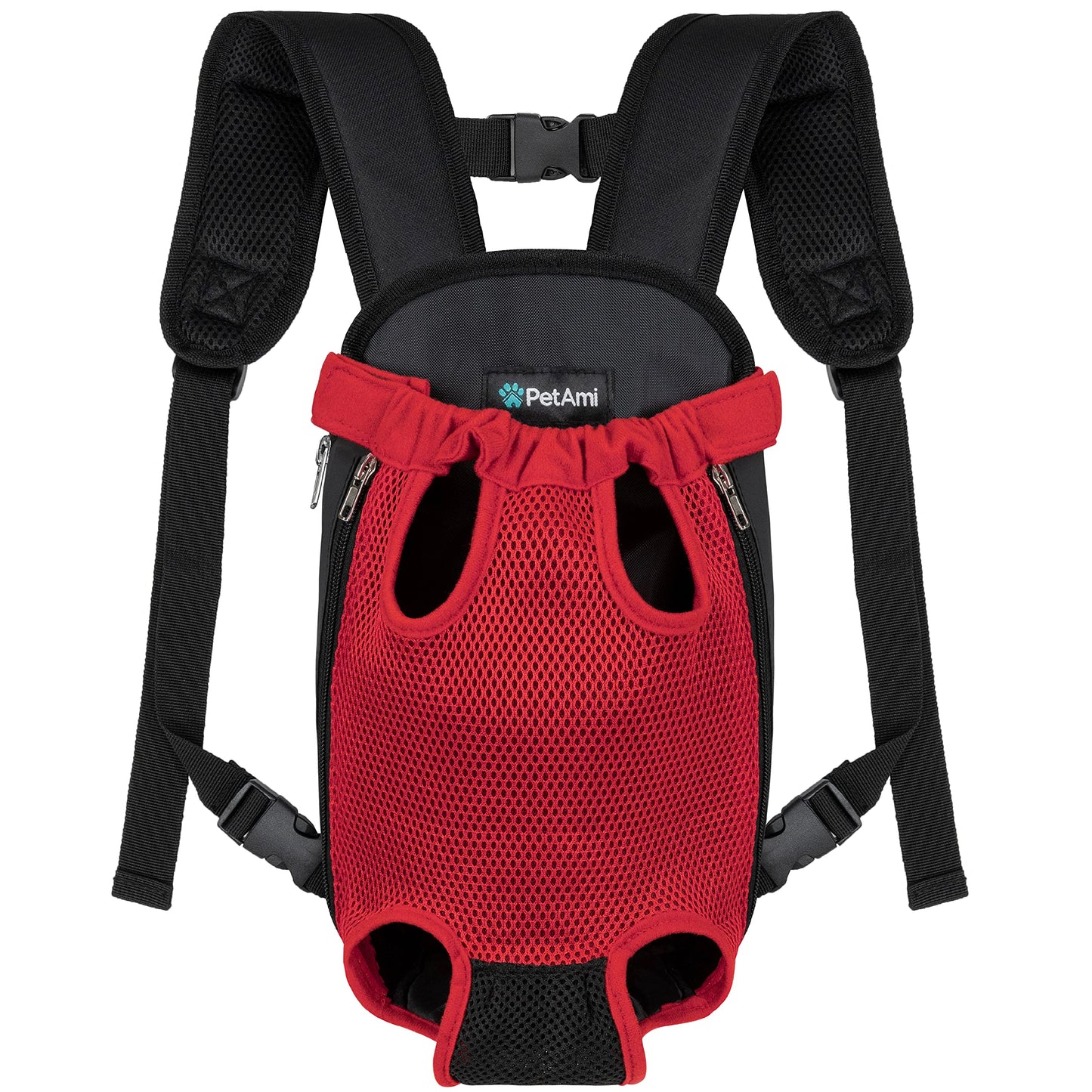 PetAmi Dog Carrier Backpack, Adjustable Dog Pet Cat Front Carrier Backpack | Ventilated Dog Chest Carrier for Hiking Camping Travel, Sling Bag for Small Medium Dog Cat Puppies, Small, 5-9 lbs, Red