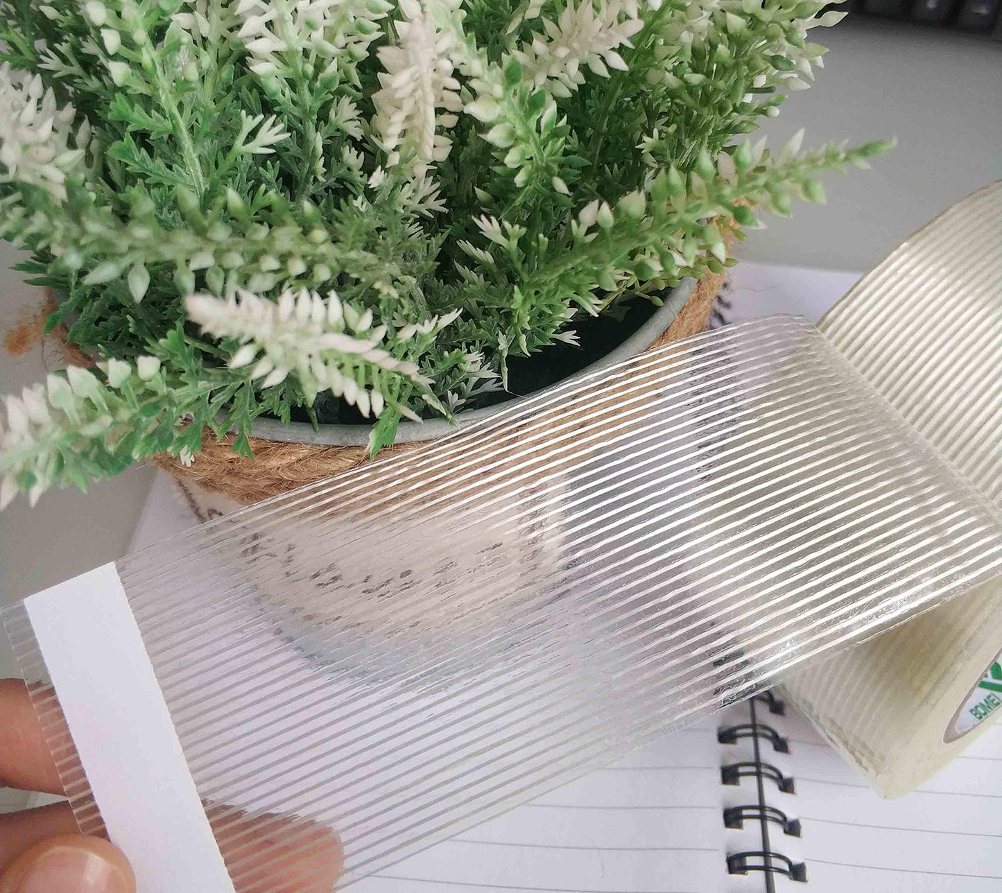 6PACK Reinforced Packing Tape, 5.5Mil 2Inx 60Yds, Heavy Duty Fiber Strapping Adhesive Packaging Tape, BOMEI PACK