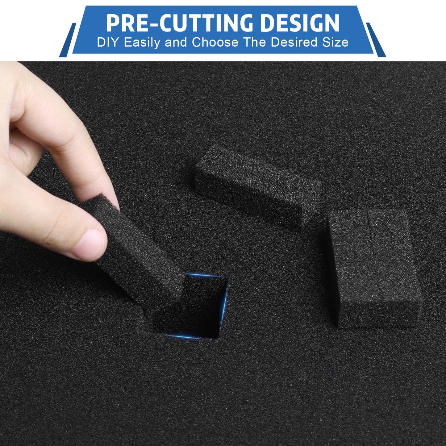 Polyurethane Foam Sheet, Foam Inserts Black foam padding, Pick Apart Sponge Inserts for Cases Packing Padding, Toolbox, Camera Storage,Game Box (4, 16in x 12in x 2in)