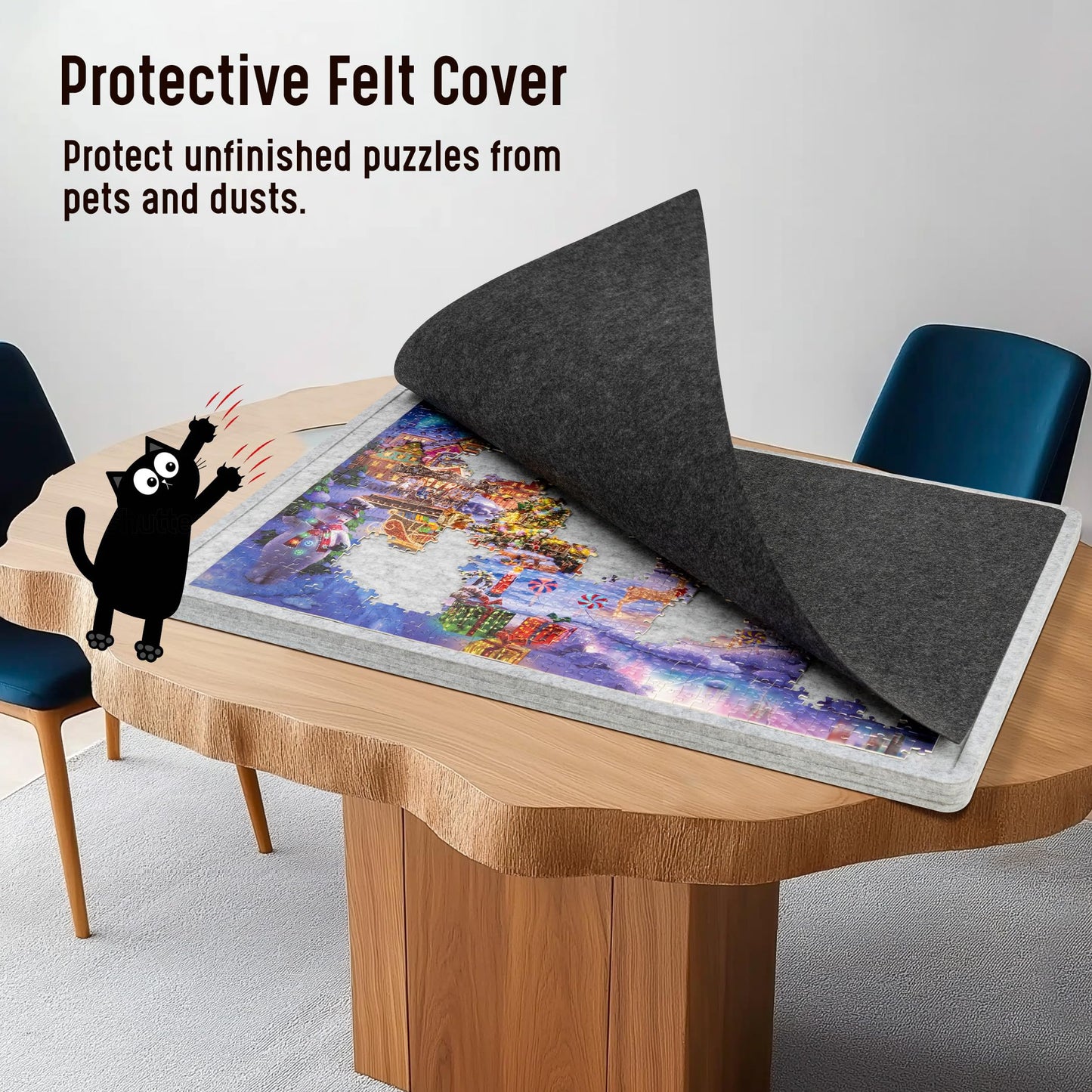 Lavievert Tilting Jigsaw Puzzle Board with Removable Cover, 3 Angle Adjustable Jigsaw Table, Super Lightweight Felt Puzzle Plateau Board, for Games Up to 1000 Pieces - Light Gray
