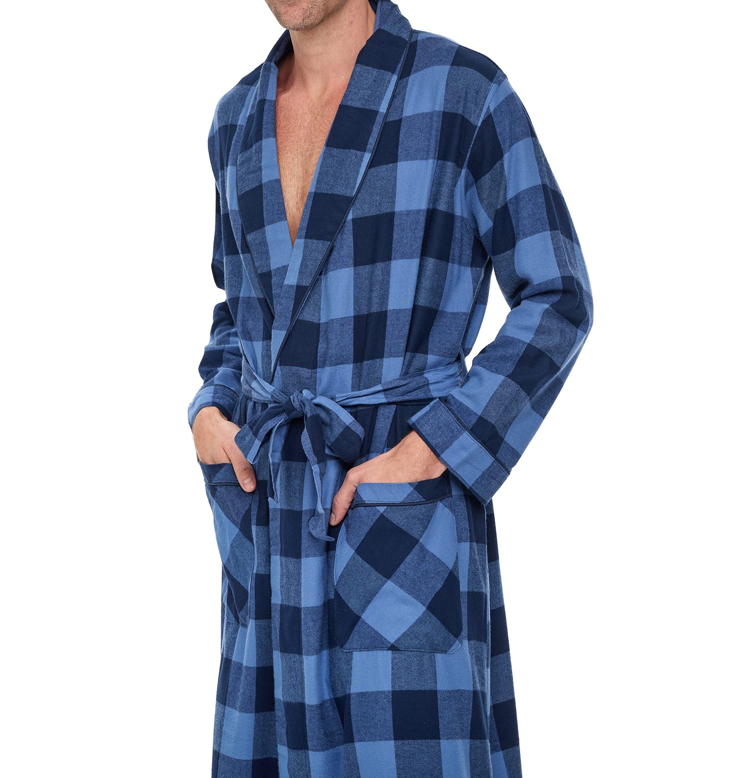 Andrew Scott Mens 2 Pack Long Sleep -Sauna Robe / 100% Cotton Flannel Brush Warm Bathrobe, 2 Pack-assorted Plaids, XX-Large-3X-Large Big