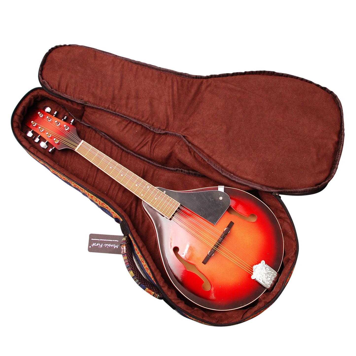 MUSIC FIRST Original Design 15mm Thick Padded Country Style A & F Style Mandolin Gig Bag (Soft Case) Fits Most A Mandolins