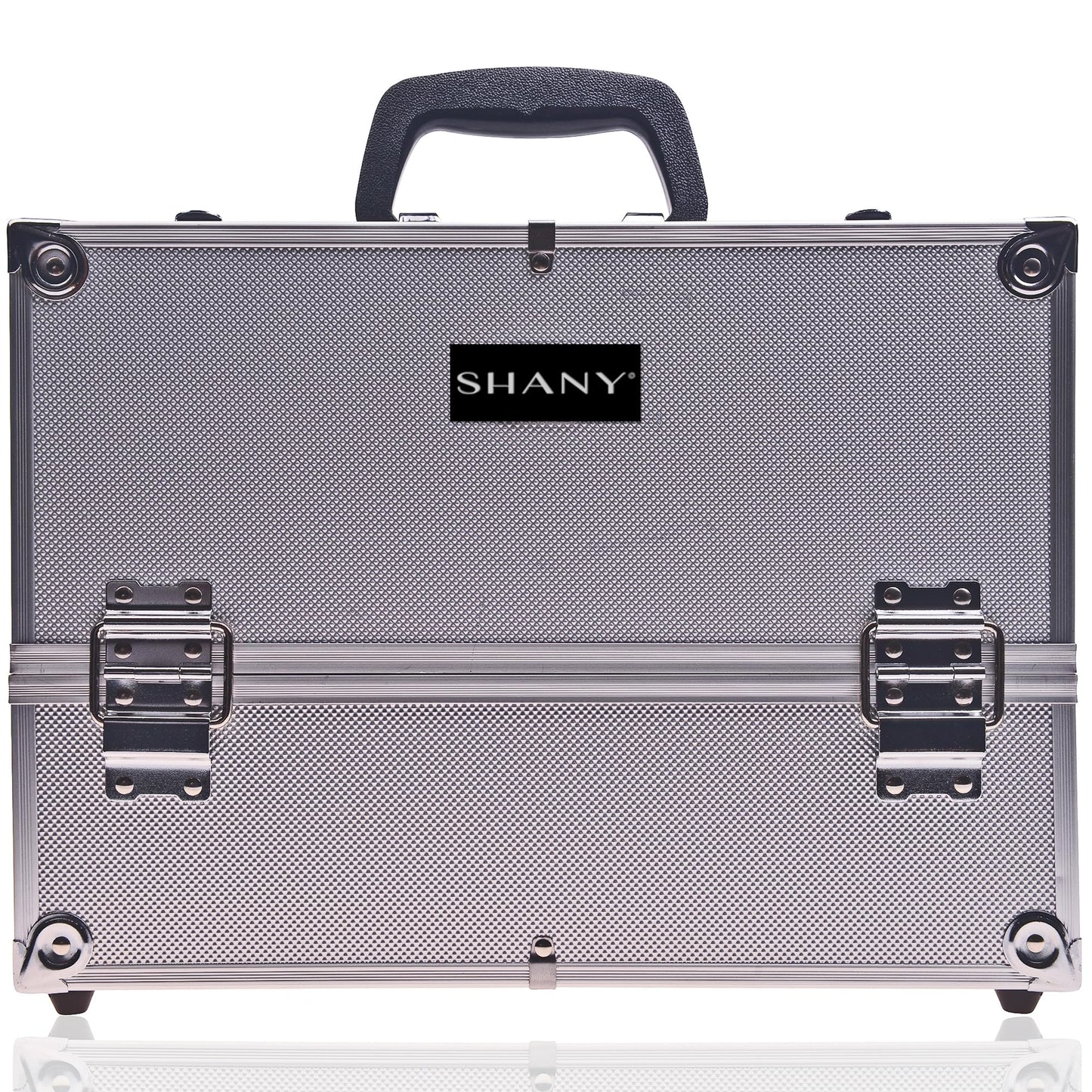 SHANY Essential Pro Makeup Train Case with Shoulder Strap and Locks - Silver