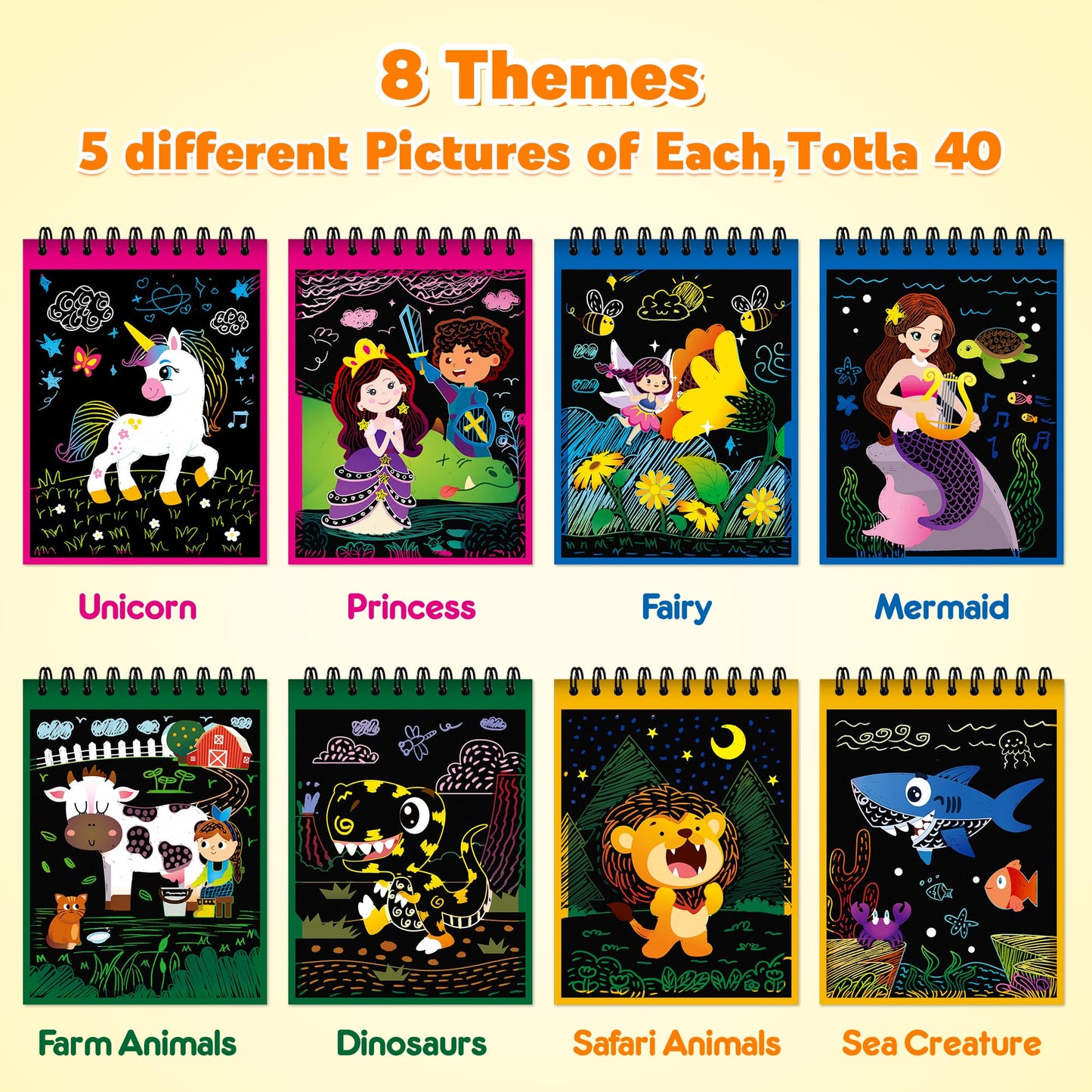Mocoosy 24 Pack Scratch Art Party Favors for Kids Ages 4-8-12, Birthday Goodie Bag Stuffers, Rainbow Scratch Notebook Bulk, Coloring Books Art Craft Supplies Toddler Boy Girl Gifts Classroom Prizes