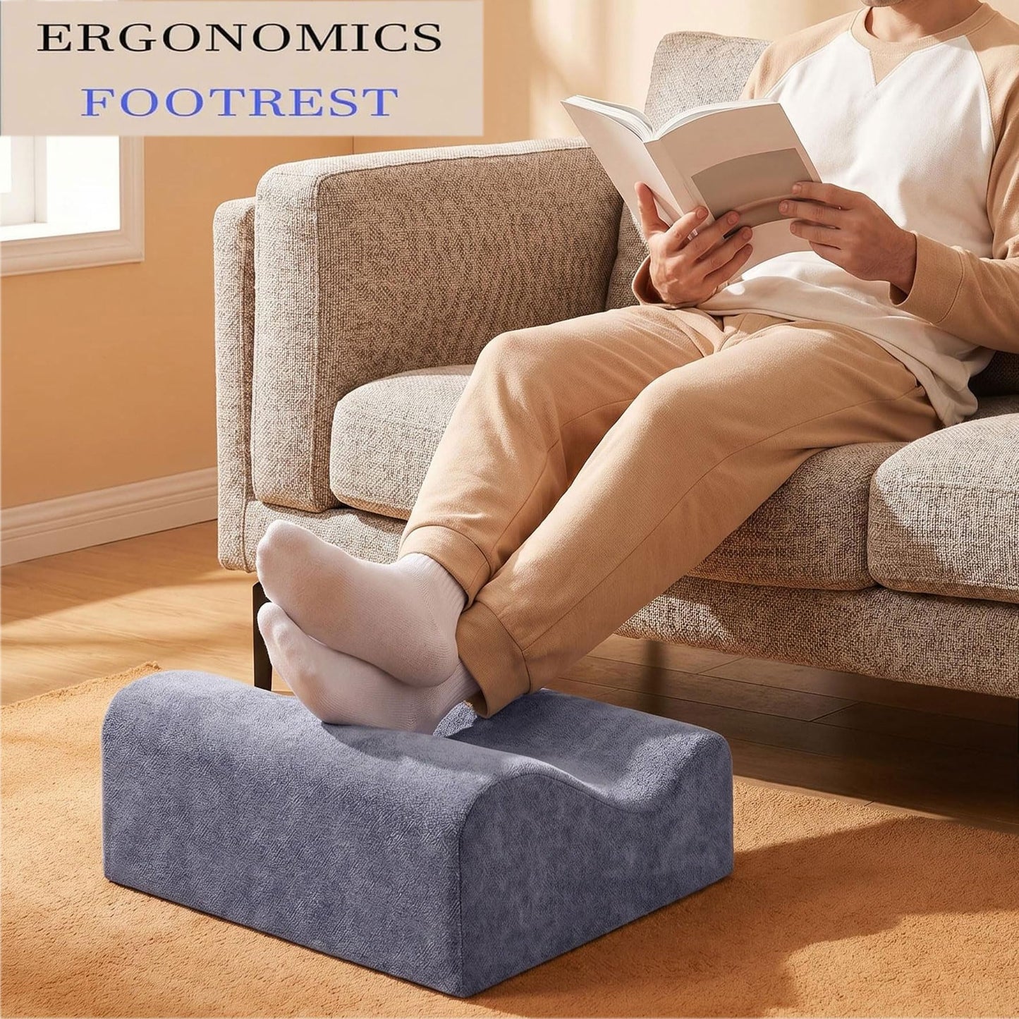 COMFelicify Foot Rest for Under Desk at Work,at Work Soft Ergonomic Footrest,Support Foot Pillow,Heel Chair,Leg Elevation Pillow,(Blue)